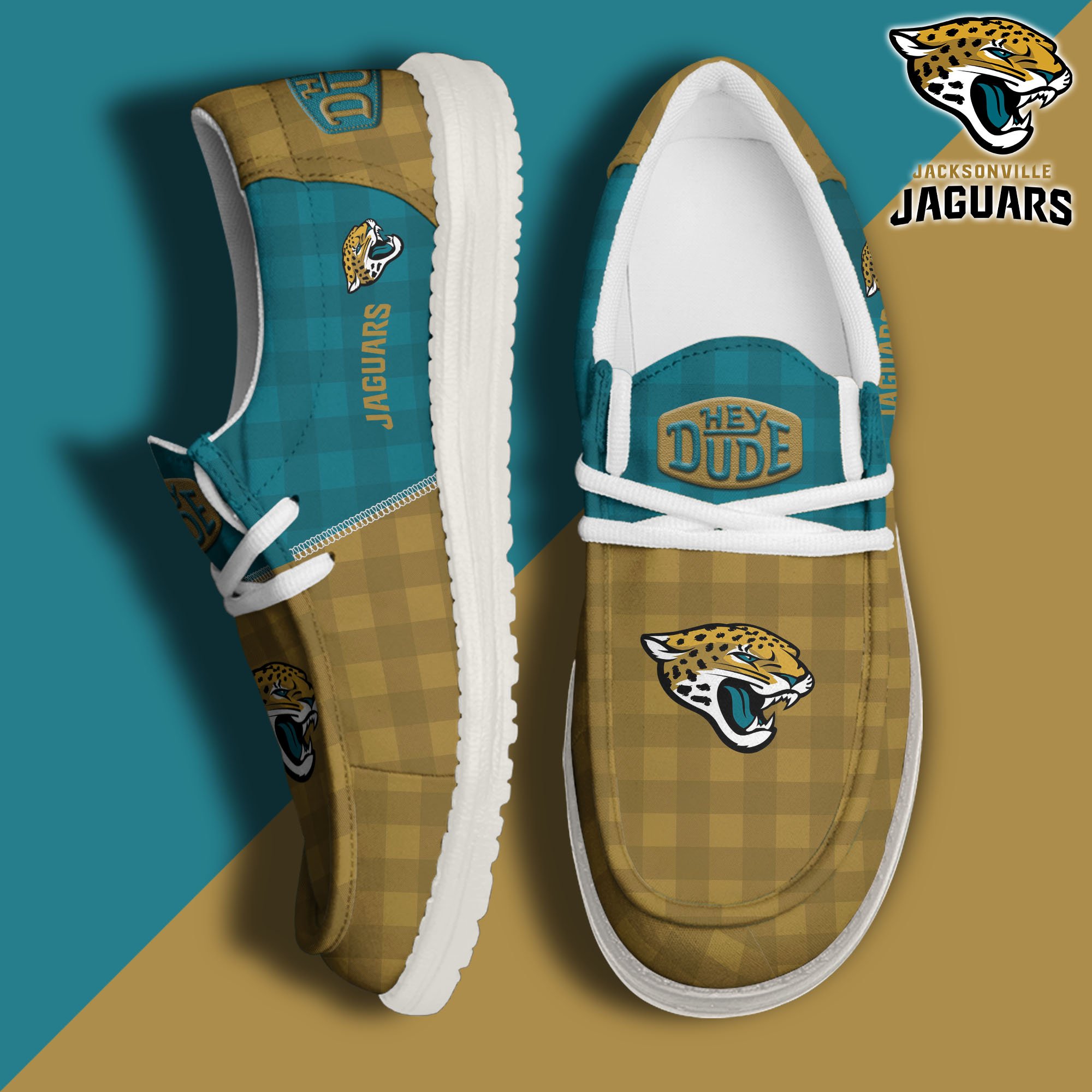 JWFancy Jacksonville Jaguars Hey Dude Shoes Wally Men's Lace Up Loafers Comfortable For Men And Women