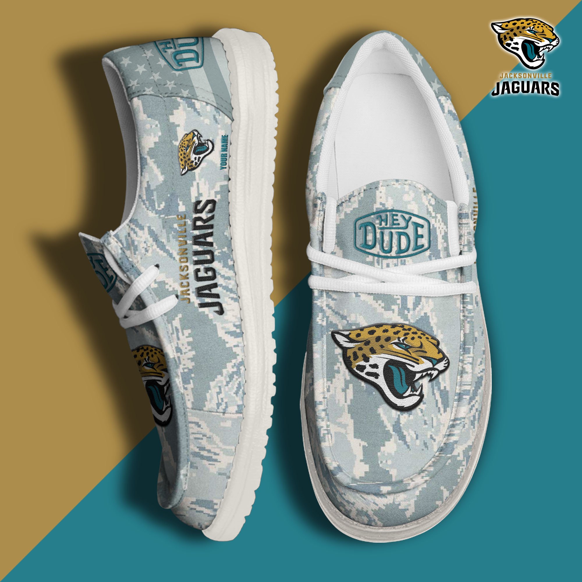 JWFancy Jacksonville Jaguars Hey Dude Shoes Wally Men's Lace Up Loafers Comfortable For Men And Women