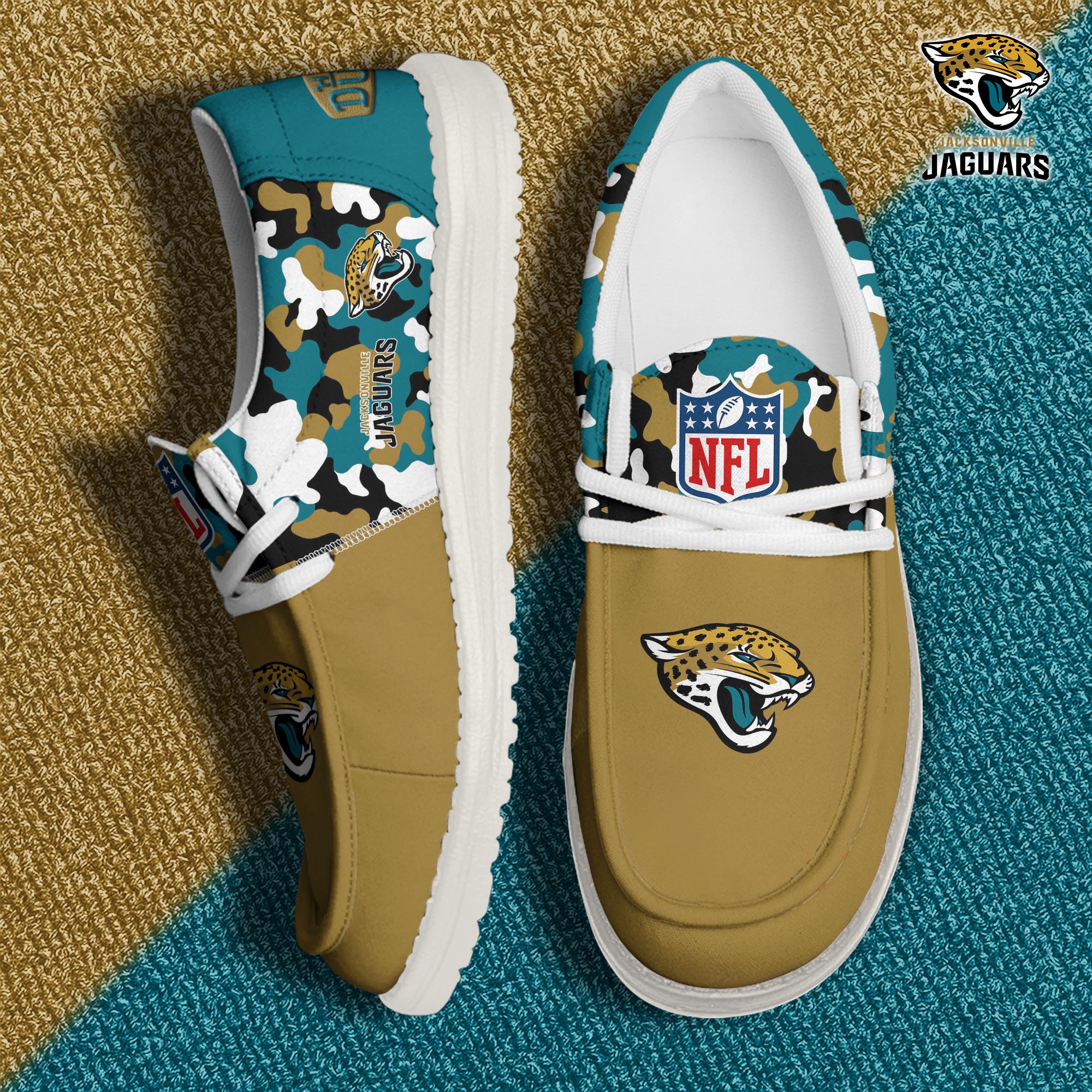 JWFancy Jacksonville Jaguars Hey Dude Shoes Wally Men's Lace Up Loafers Comfortable For Men And Women