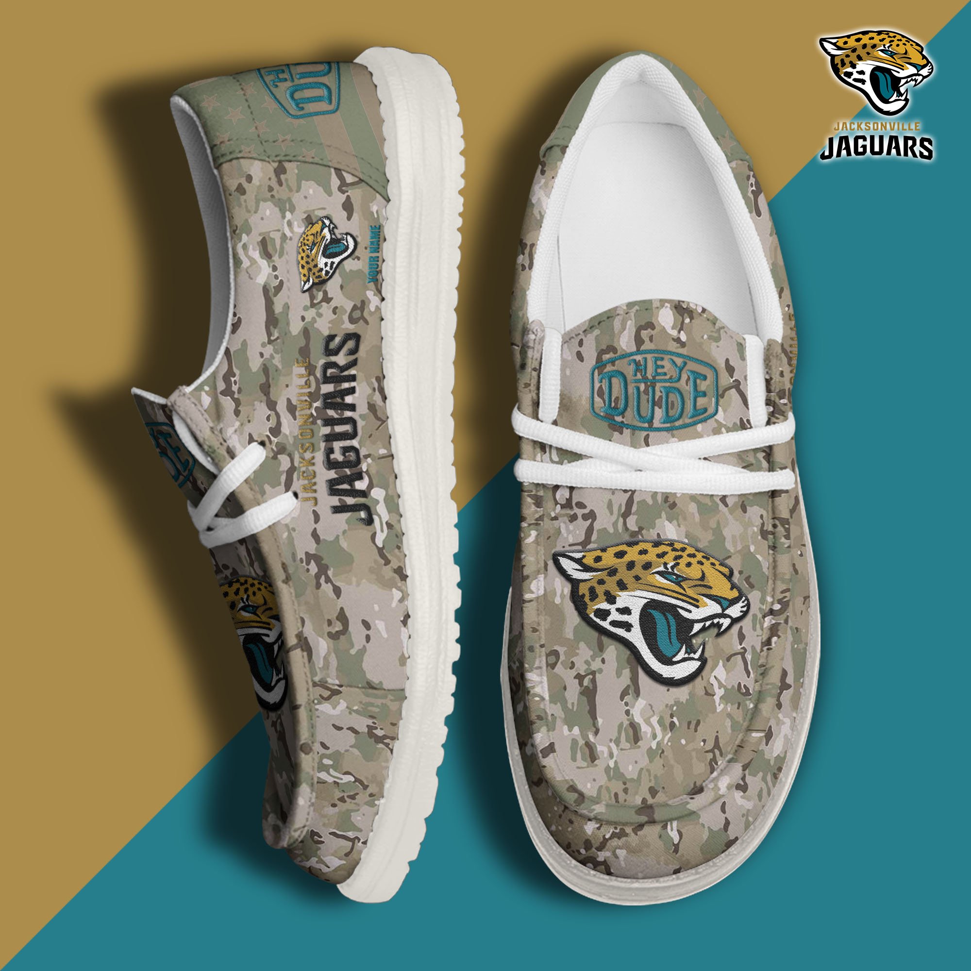 JWFancy Jacksonville Jaguars Hey Dude Shoes Wally Men's Lace Up Loafers Comfortable For Men And Women