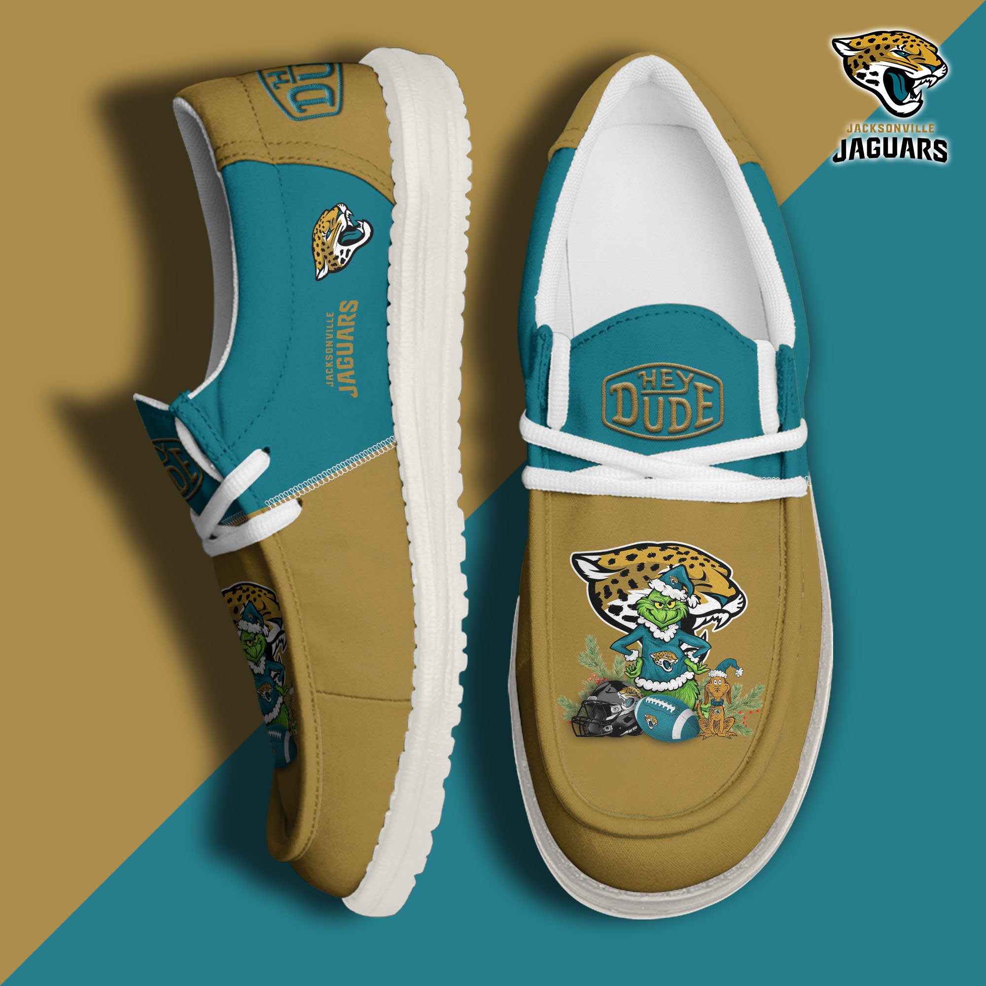 JWFancy Jacksonville Jaguars Hey Dude Shoes Wally Men's Lace Up Loafers Comfortable For Men And Women