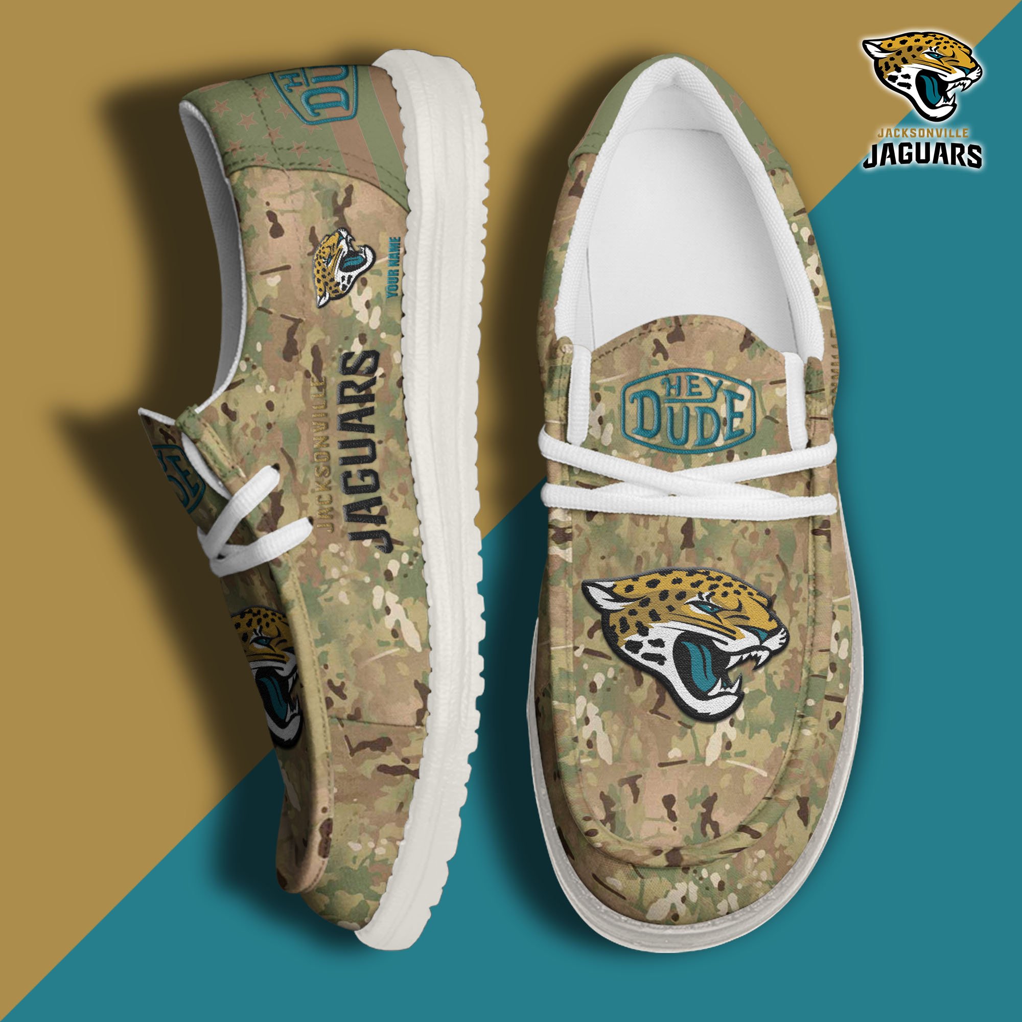 JWFancy Jacksonville Jaguars Hey Dude Shoes Wally Men's Lace Up Loafers Comfortable For Men And Women