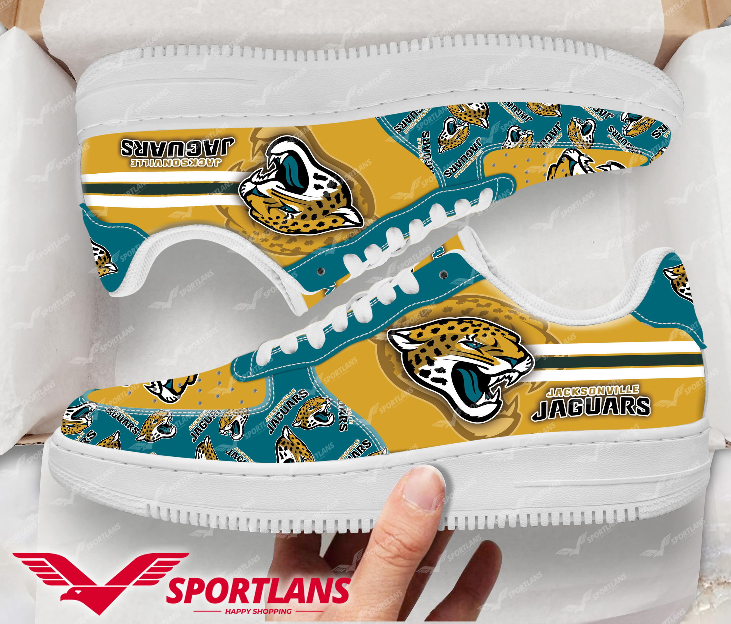 JWFancy Jacksonville Jaguars NFL Air Low-Top Sneakers Shoes For Men And Women