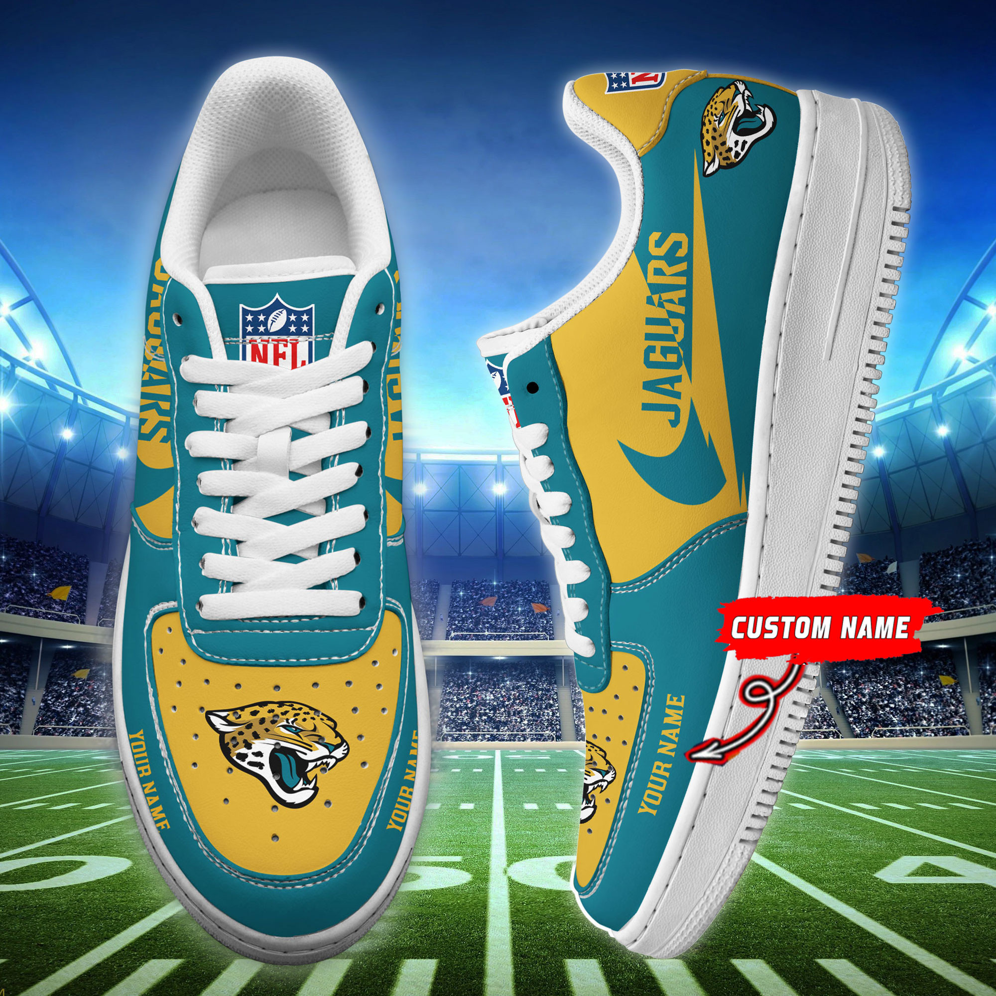 JWFancy Jacksonville Jaguars NFL Air Low-Top Sneakers Shoes For Men And Women