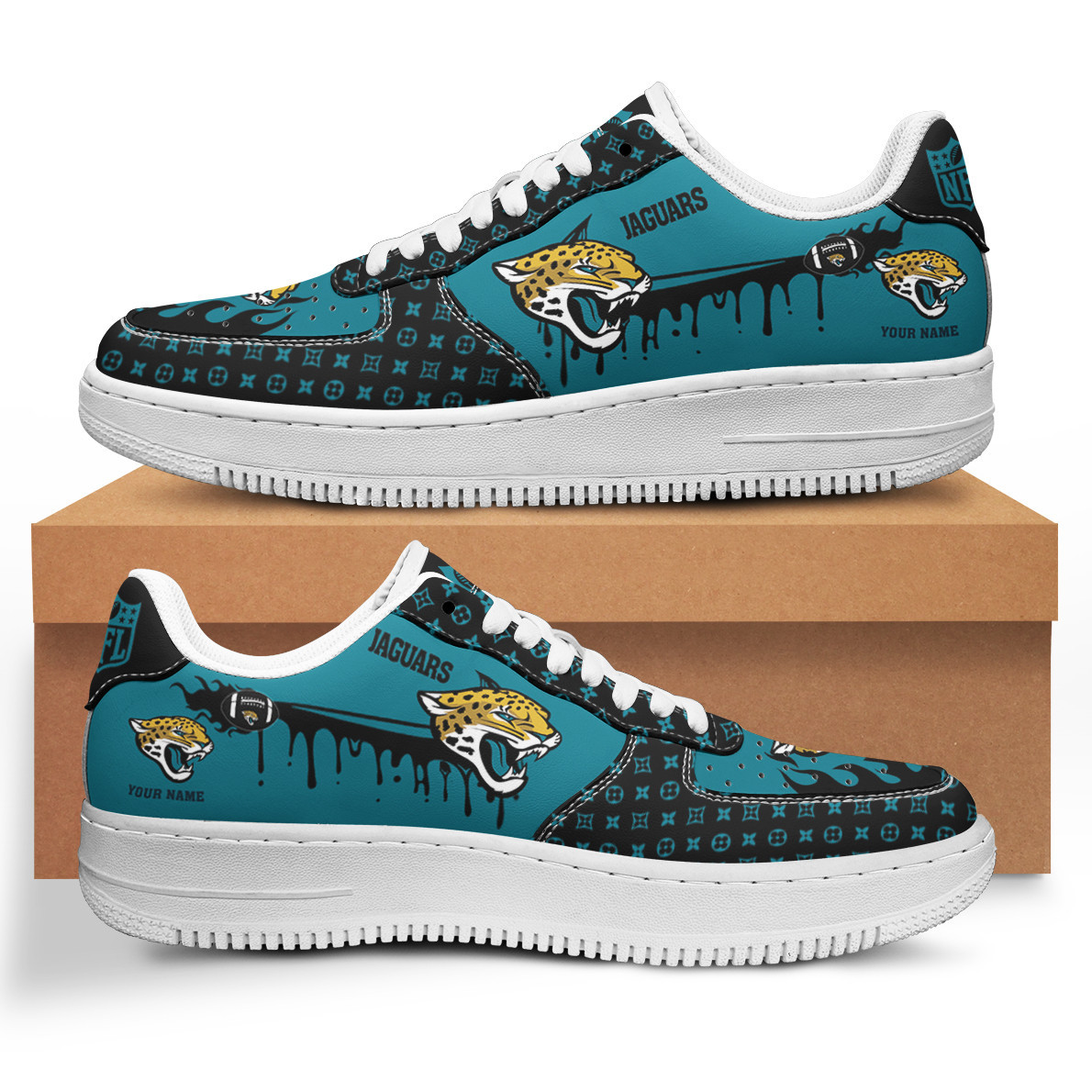 JWFancy Jacksonville Jaguars NFL Air Low-Top Sneakers Shoes For Men And Women