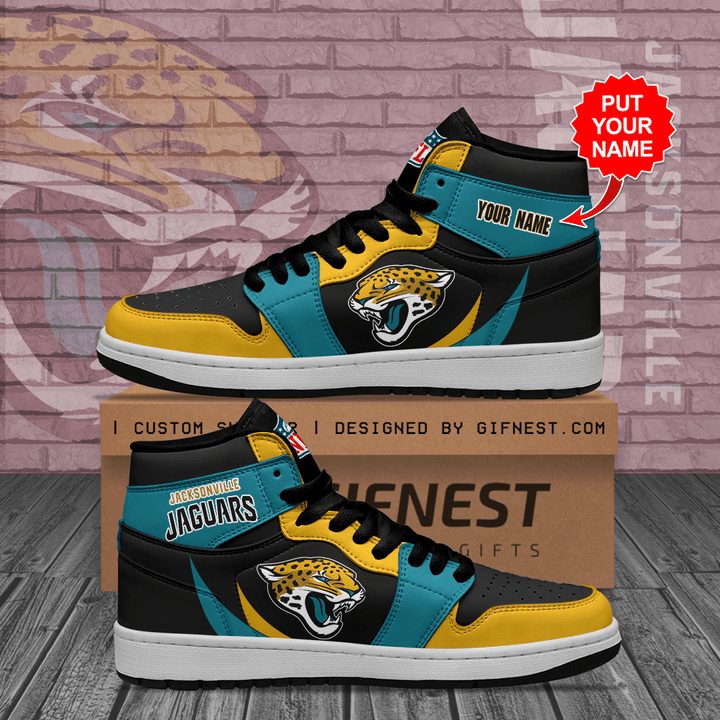 JWFancy Jacksonville Jaguars NFL AJ1 High Sneakers Shoes For Men And Women