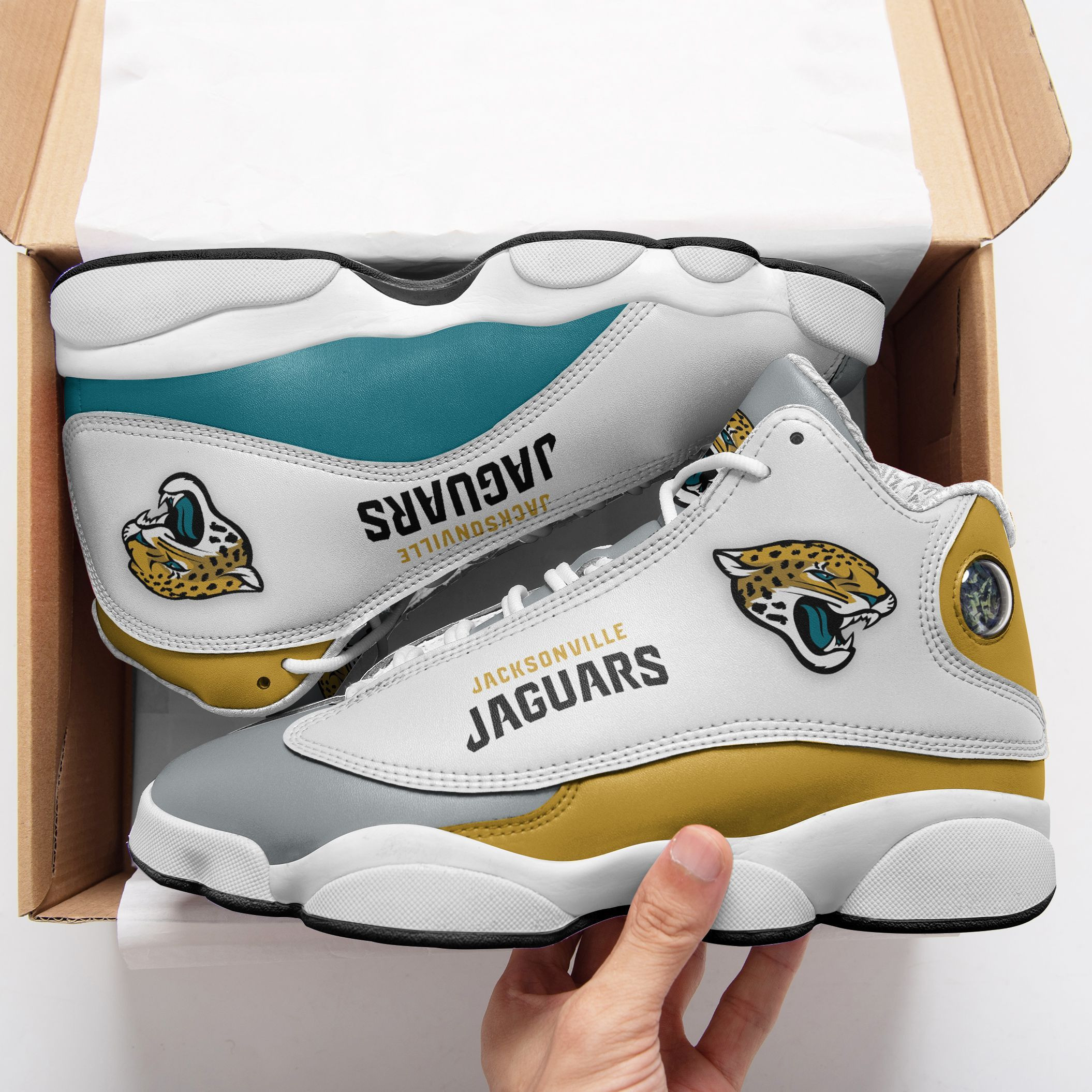 JWFancy Jacksonville Jaguars NFL AJ13 Sneakers Shoes For Men And Women