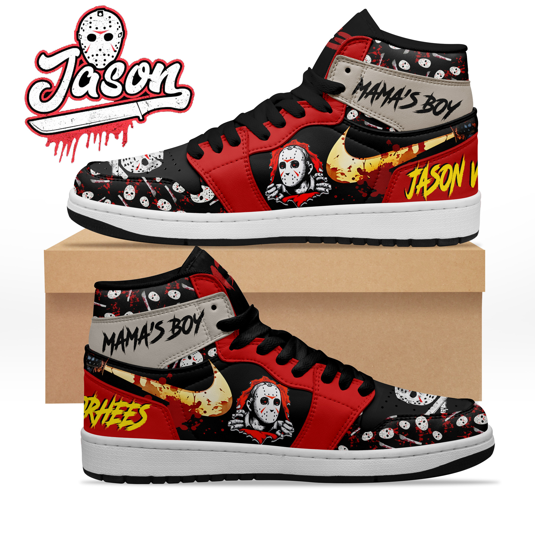 JWFancy Jason Voorhees AJ1 High Sneakers Shoes For Men And Women