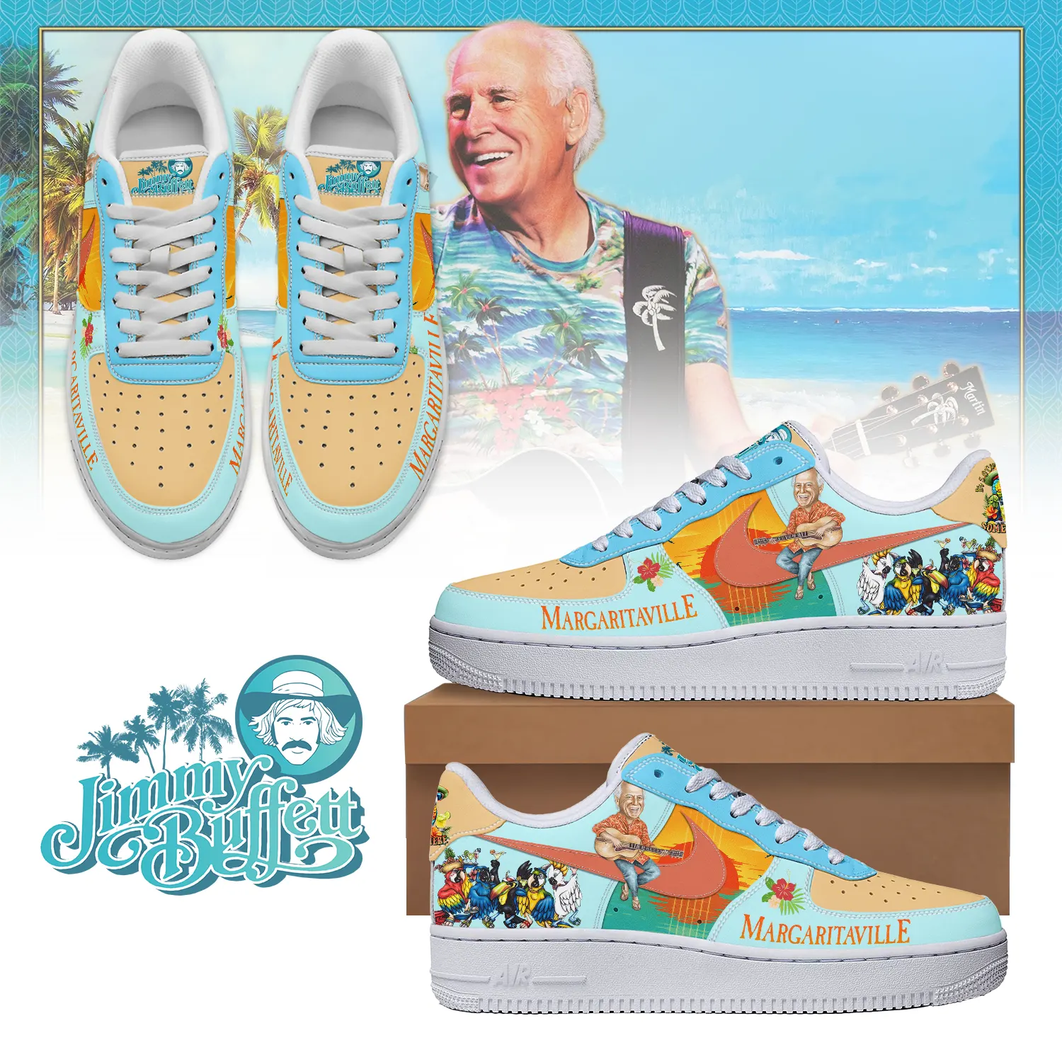 JWFancy Jimmy Buffet Air Low-Top Sneakers Shoes For Men And Women