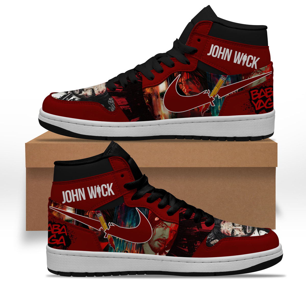 JWFancy John Wick Baba Yaga AJ1 High Sneakers Shoes For Men And Women