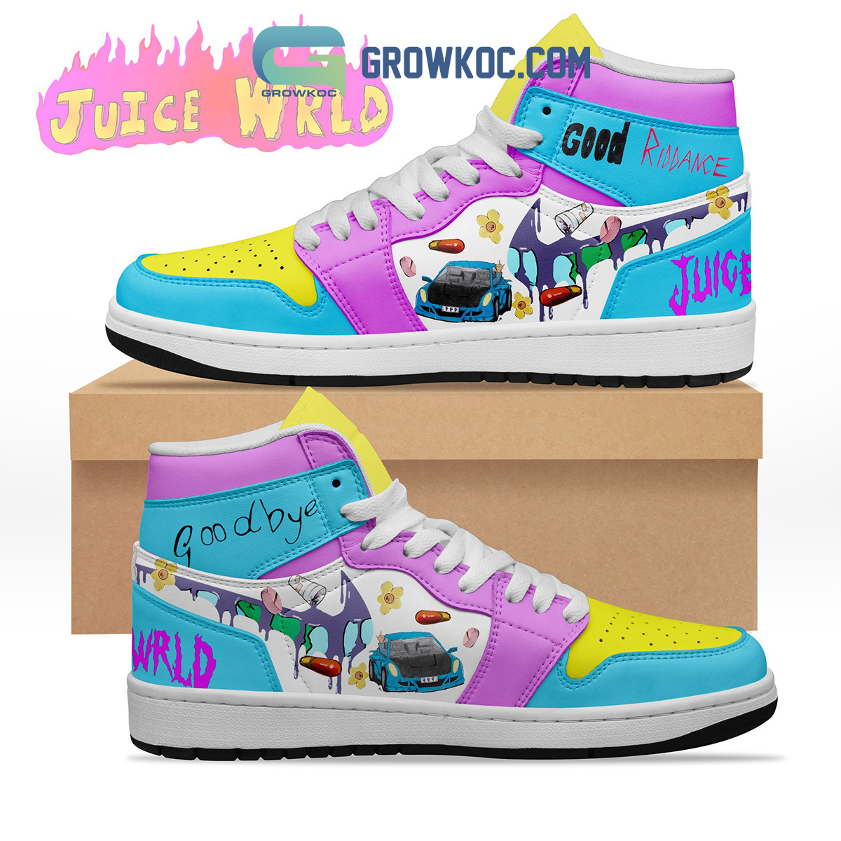 JWFancy Juice WRLD AJ1 High Sneakers Shoes For Men And Women
