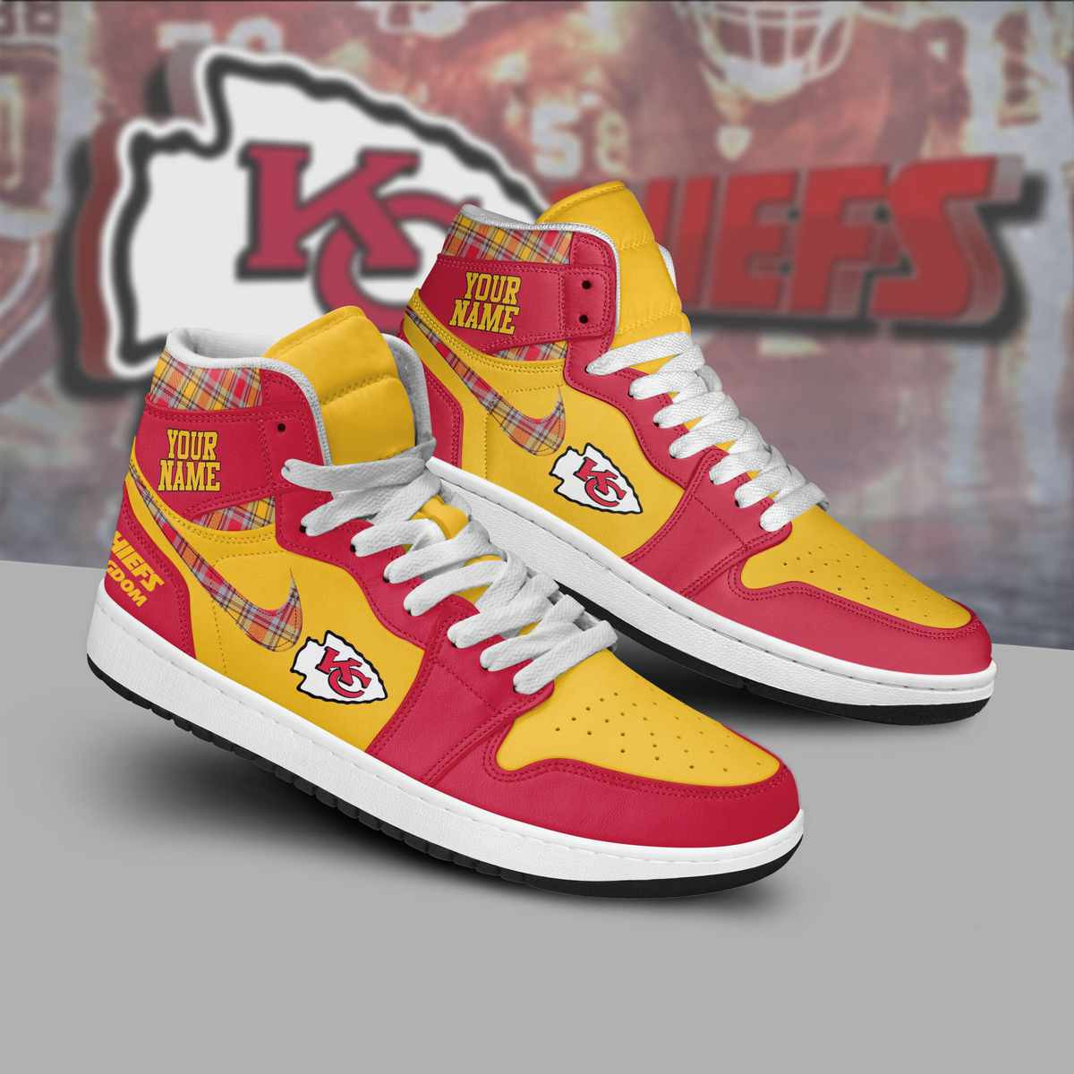 JWFancy Kansas City Chiefs AJ1 High Sneakers Shoes For Men And Women
