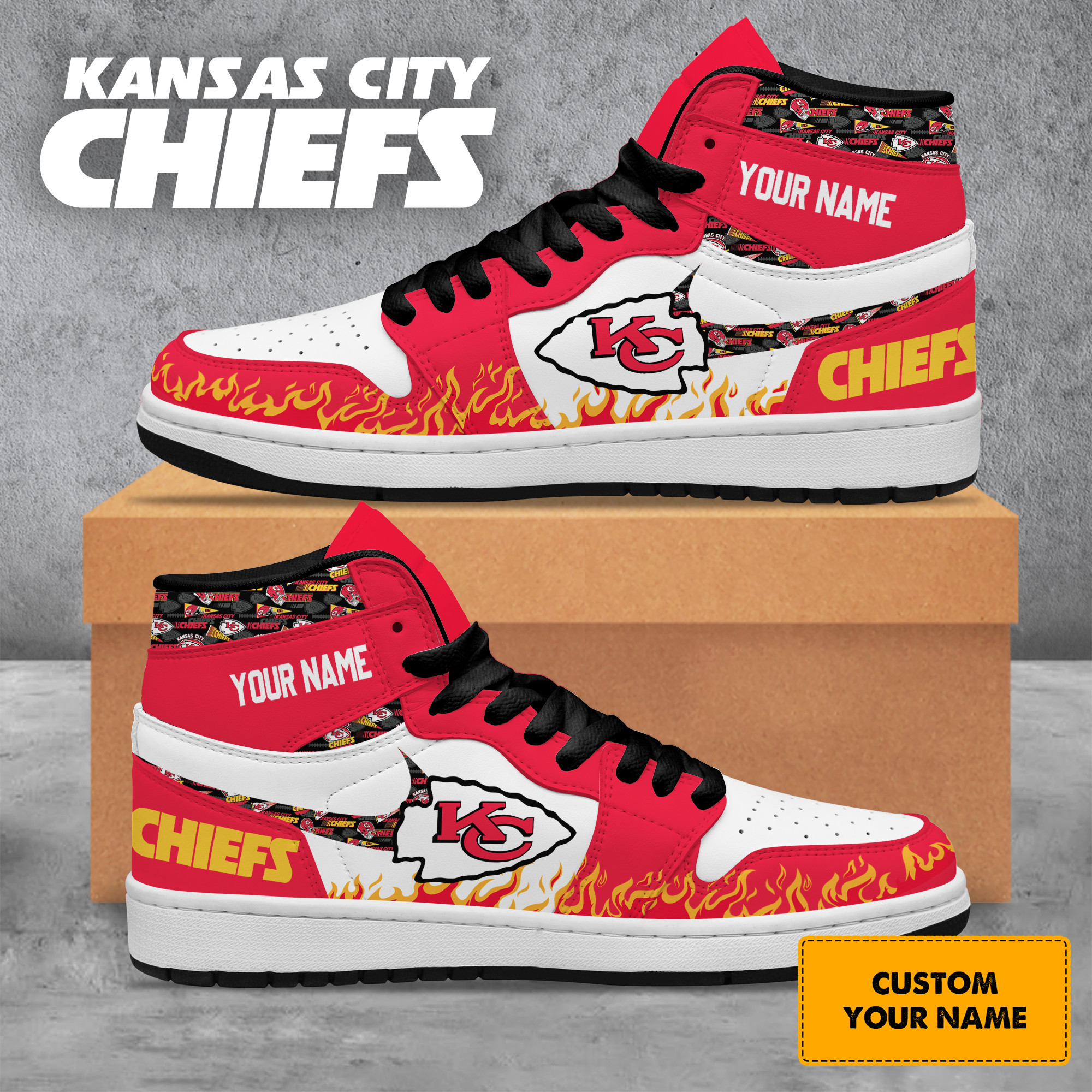 JWFancy Kansas City Chiefs AJ1 High Sneakers Shoes For Men And Women