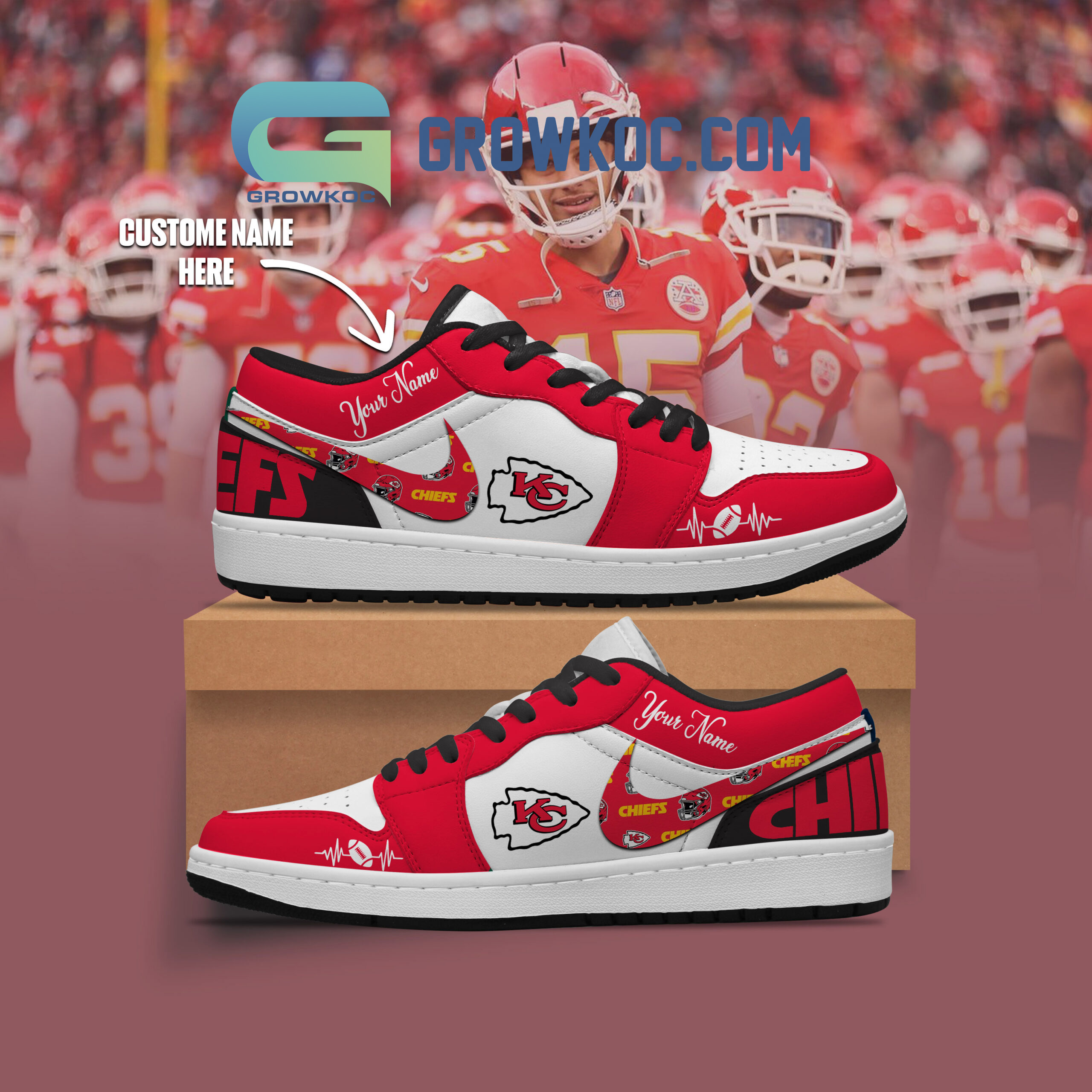 JWFancy Kansas City Chiefs AJ1 Low Sneakers Shoes For Men And Women