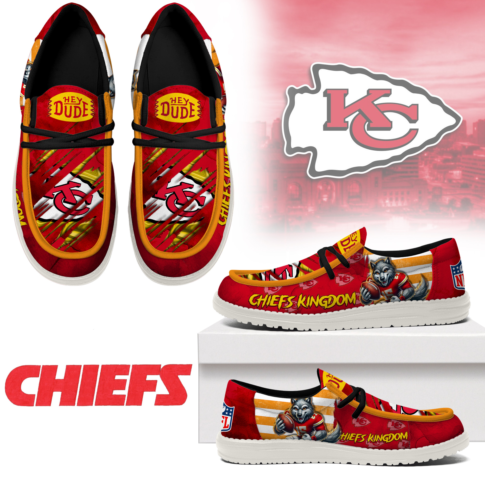 JWFancy Kansas City Chiefs – Custom Name Hey Dude