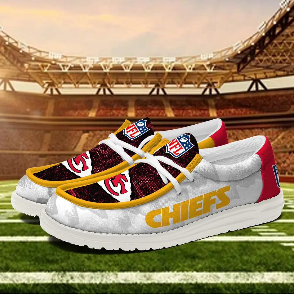 JWFancy Kansas City Chiefs Hey Dude Shoes Wally Men's Lace Up Loafers Comfortable For Men And Women