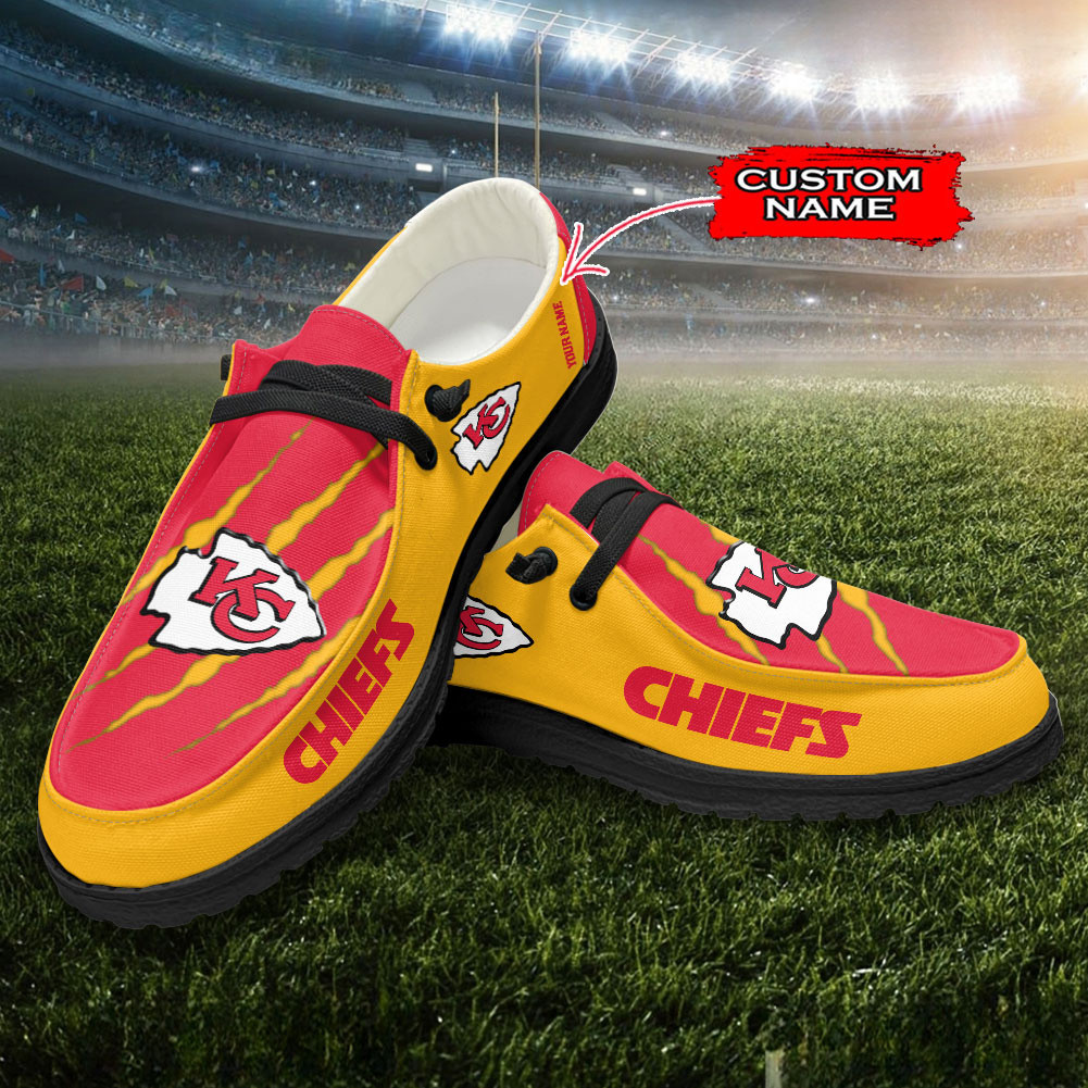 JWFancy Kansas City Chiefs Hey Dude Shoes Wally Men's Lace Up Loafers Comfortable For Men And Women