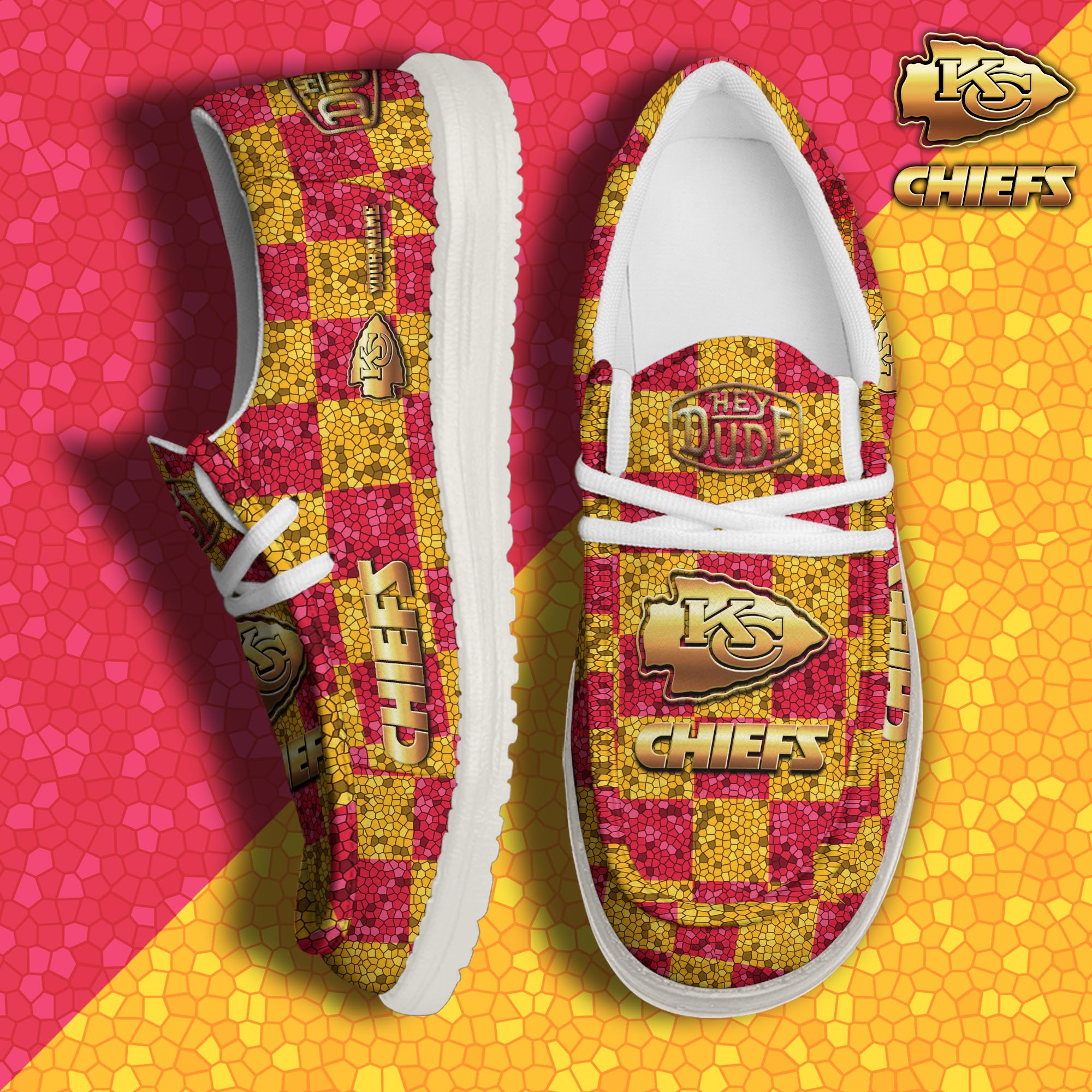 JWFancy Kansas City Chiefs Hey Dude Shoes Wally Men's Lace Up Loafers Comfortable For Men And Women