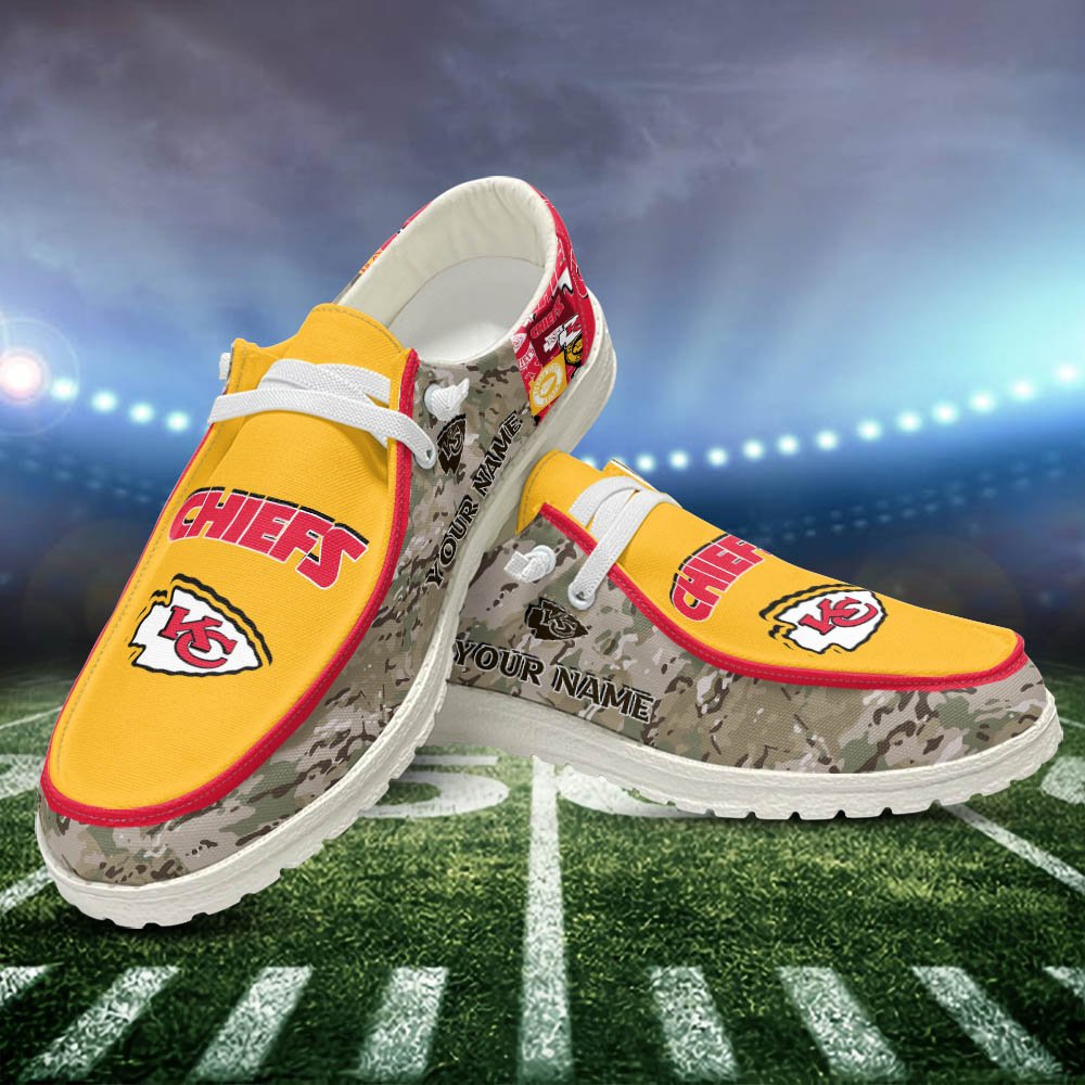 JWFancy Kansas City Chiefs Hey Dude Shoes Wally Men's Lace Up Loafers Comfortable For Men And Women