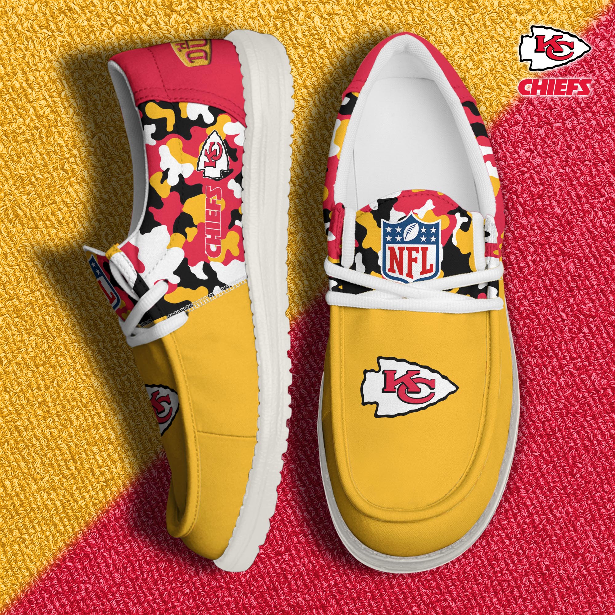 JWFancy Kansas City Chiefs Hey Dude Shoes Wally Men's Lace Up Loafers Comfortable For Men And Women