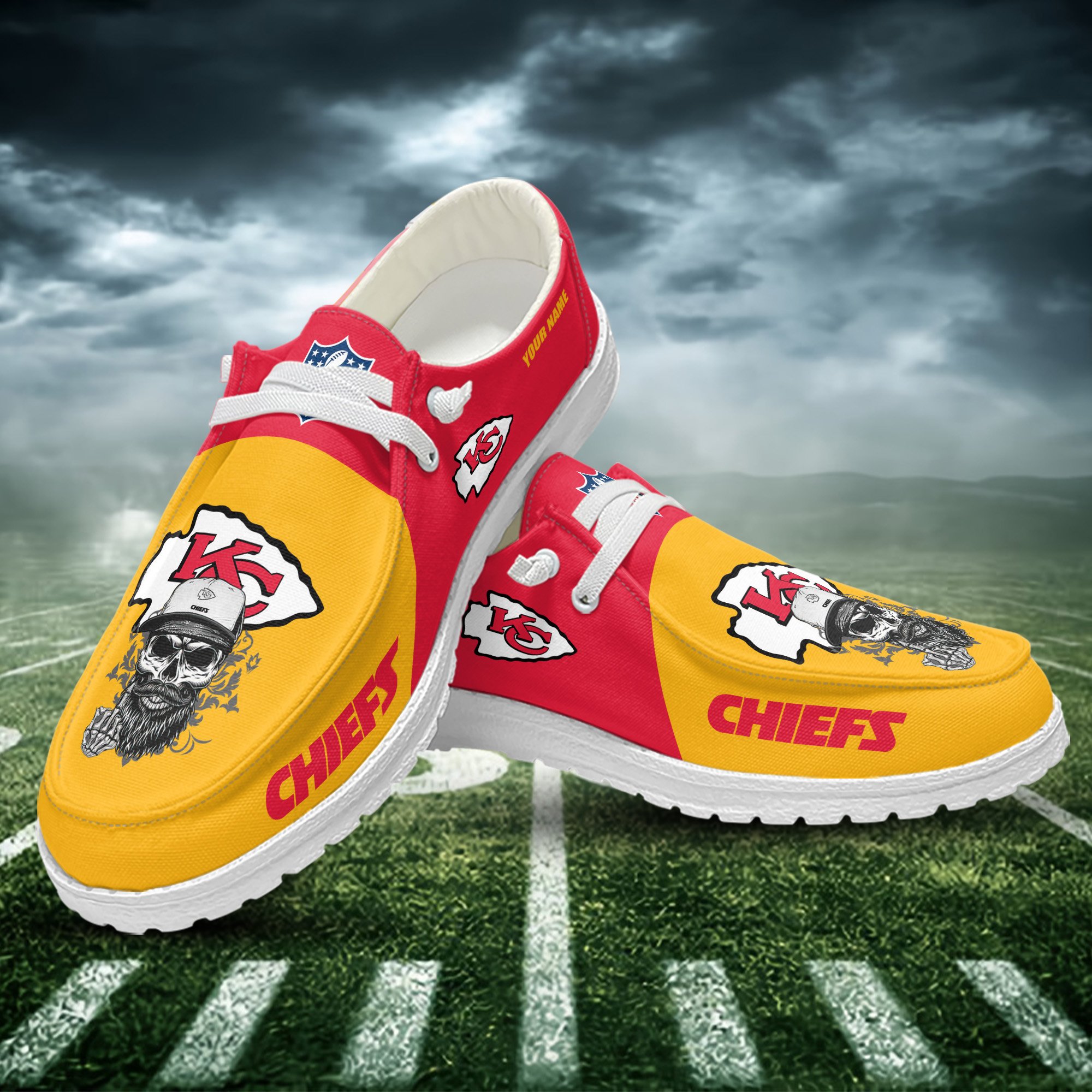 JWFancy Kansas City Chiefs Hey Dude Shoes Wally Men's Lace Up Loafers Comfortable For Men And Women