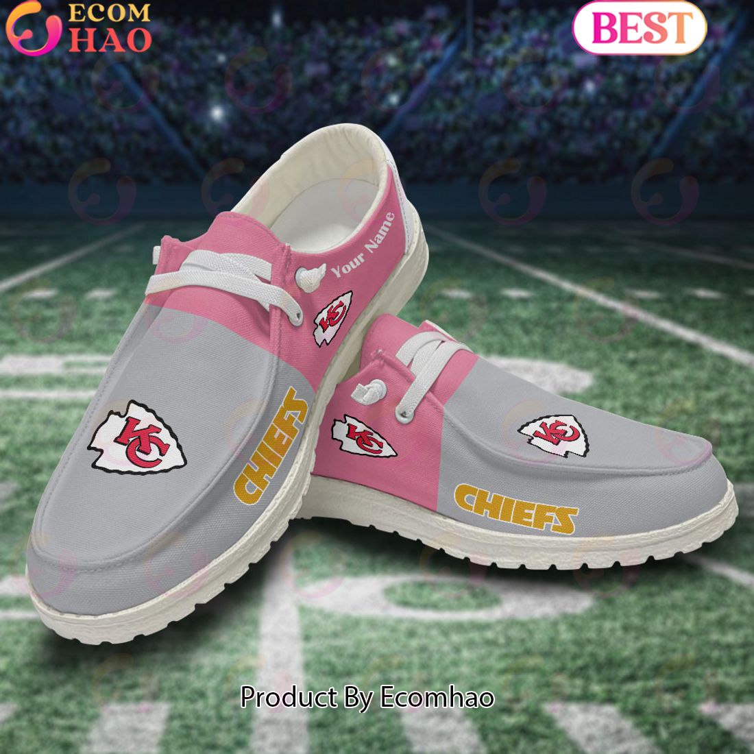 JWFancy Kansas City Chiefs Hey Dude Shoes Wally Men's Lace Up Loafers Comfortable For Men And Women