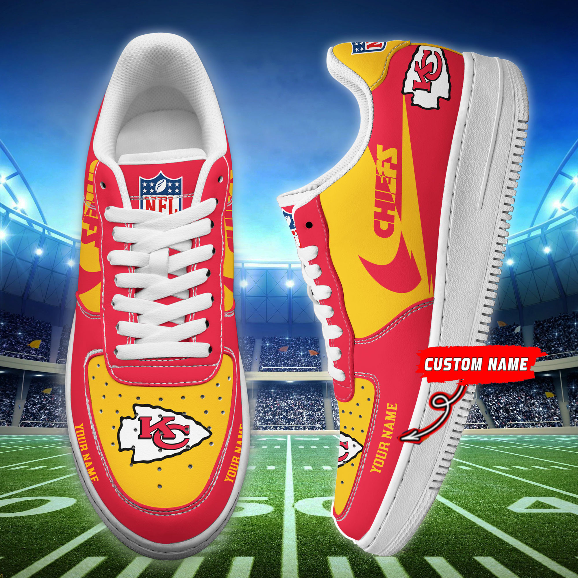 JWFancy Kansas City Chiefs NFL Air Low-Top Sneakers Shoes For Men And Women