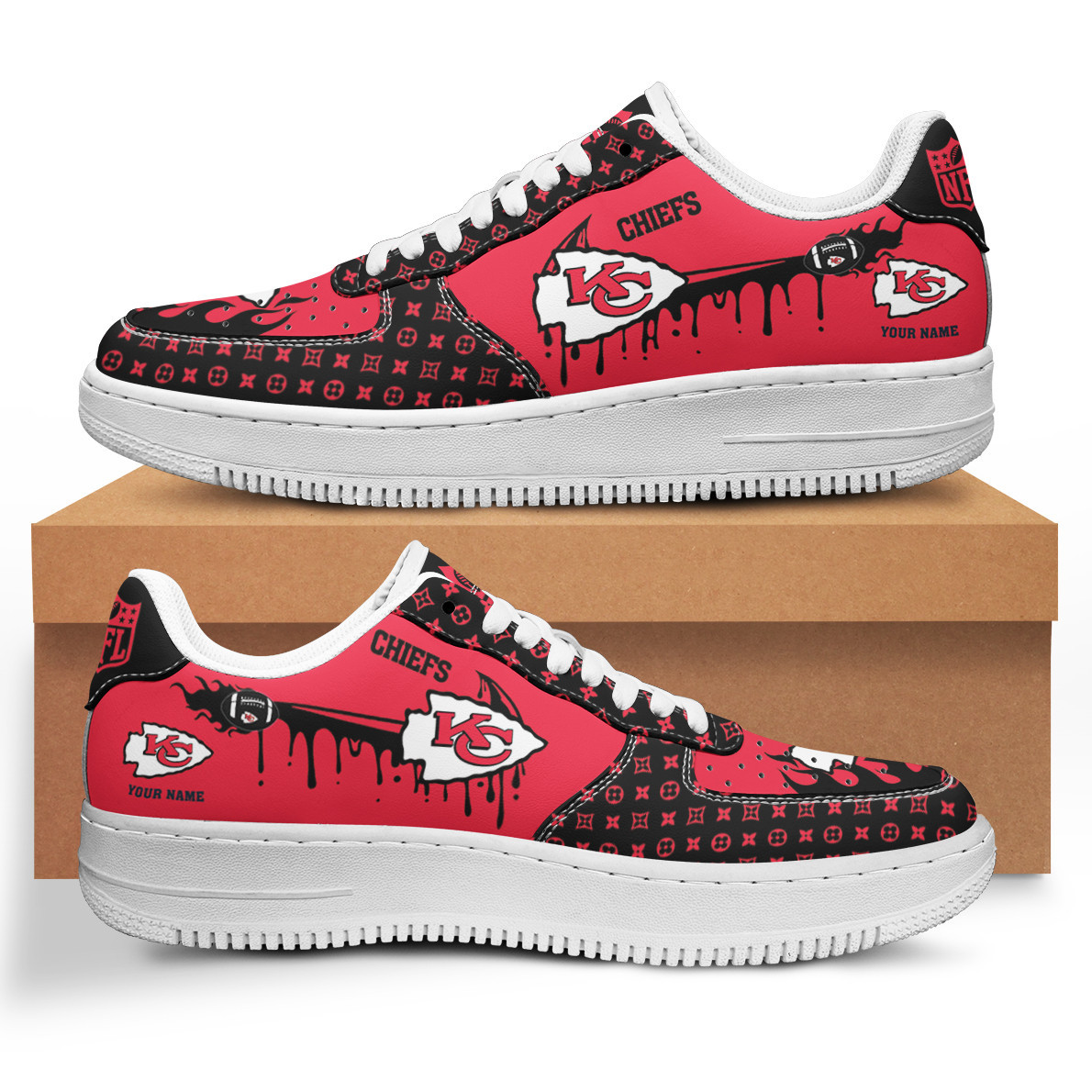 JWFancy Kansas City Chiefs NFL Air Low-Top Sneakers Shoes For Men And Women