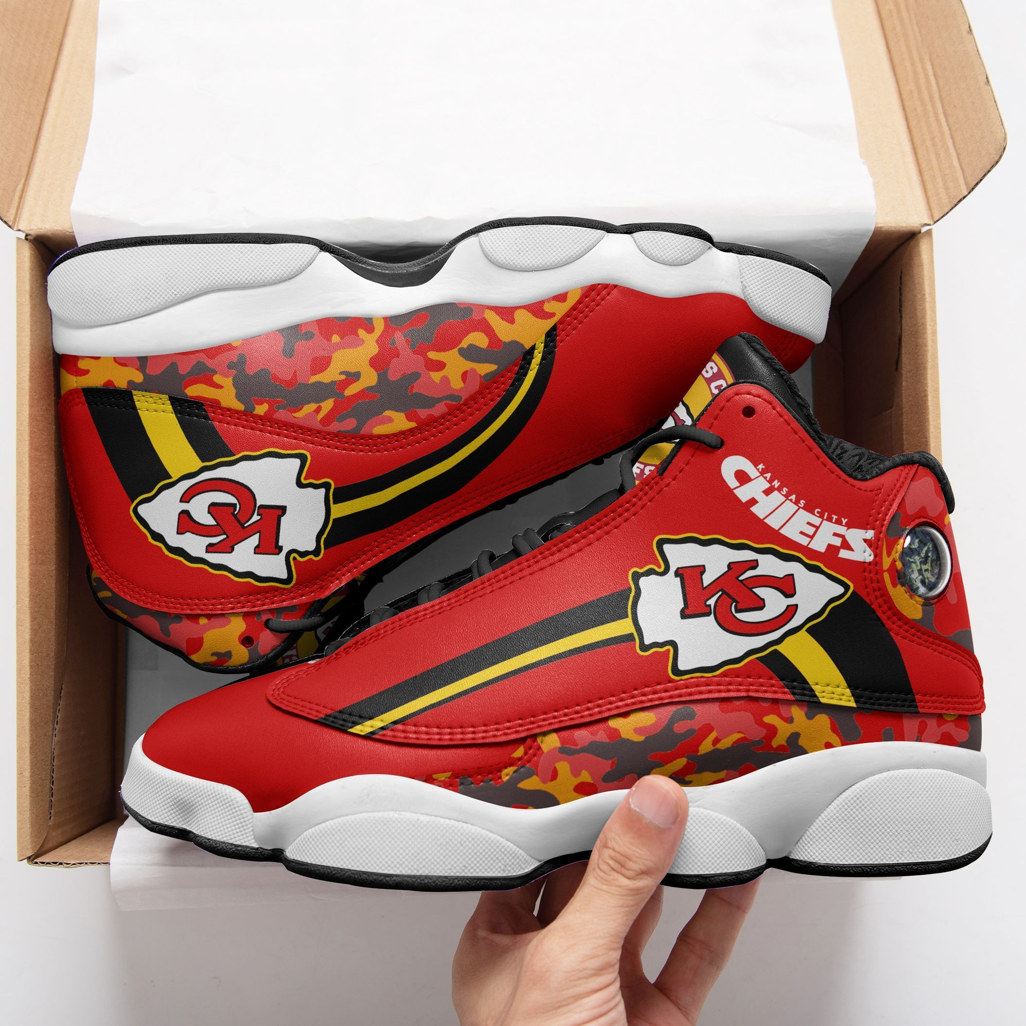 JWFancy Kansas City Chiefs NFL AJ13 Sneakers Shoes For Men And Women
