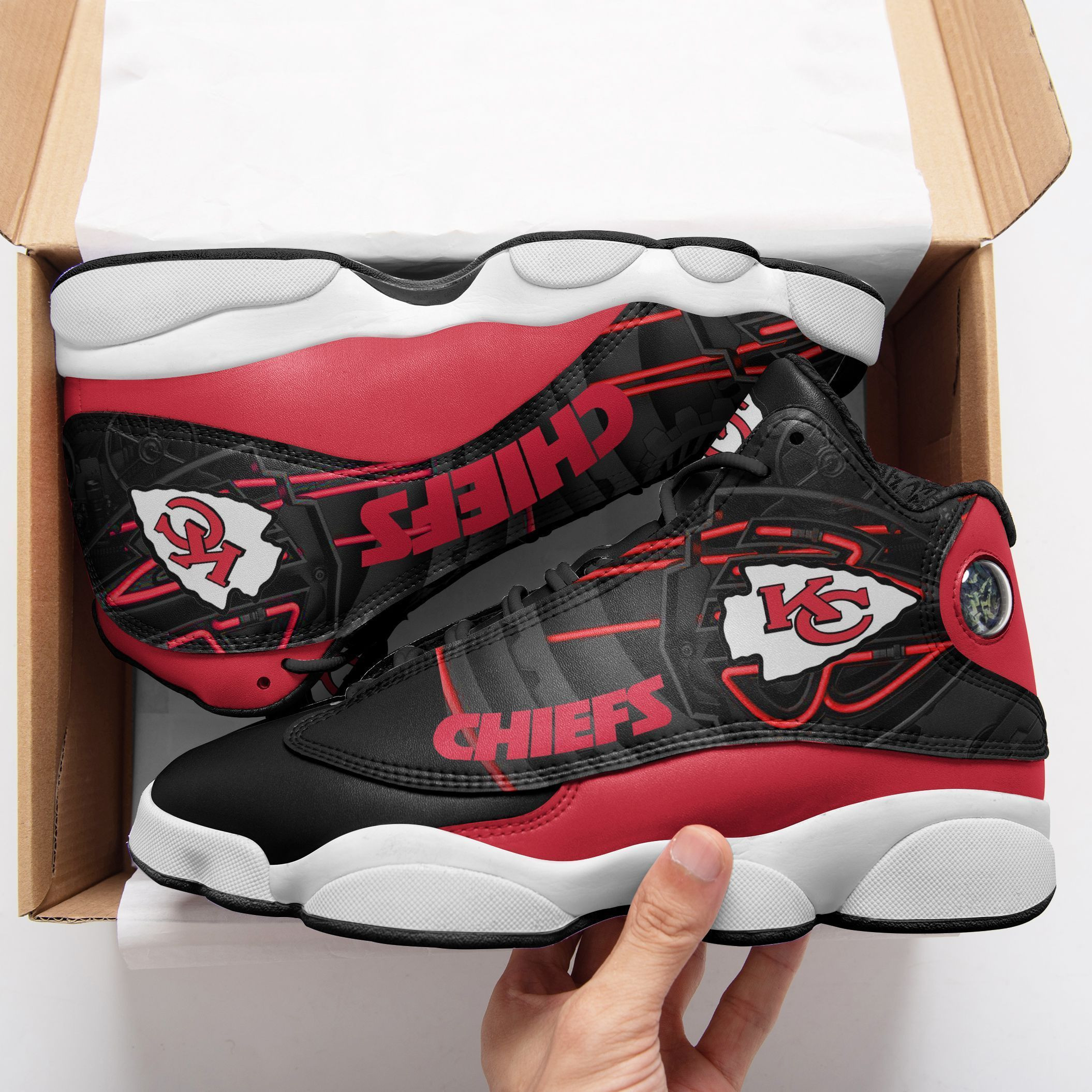 JWFancy Kansas City Chiefs NFL AJ13 Sneakers Shoes For Men And Women