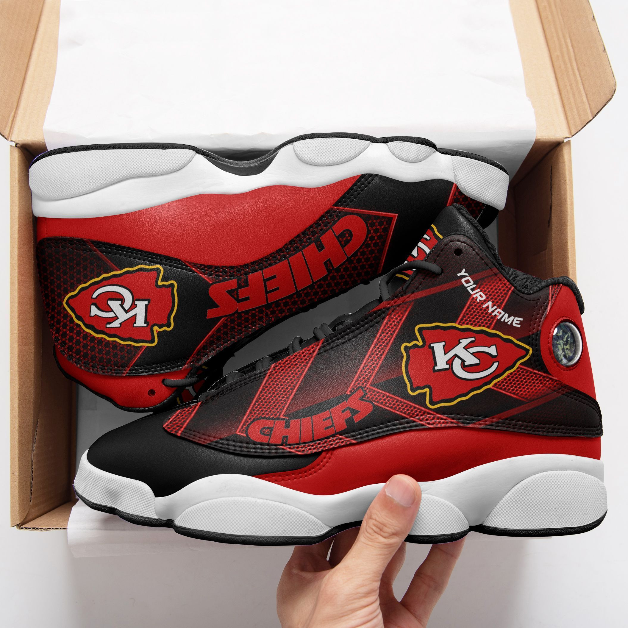 JWFancy Kansas City Chiefs NFL AJ13 Sneakers Shoes For Men And Women