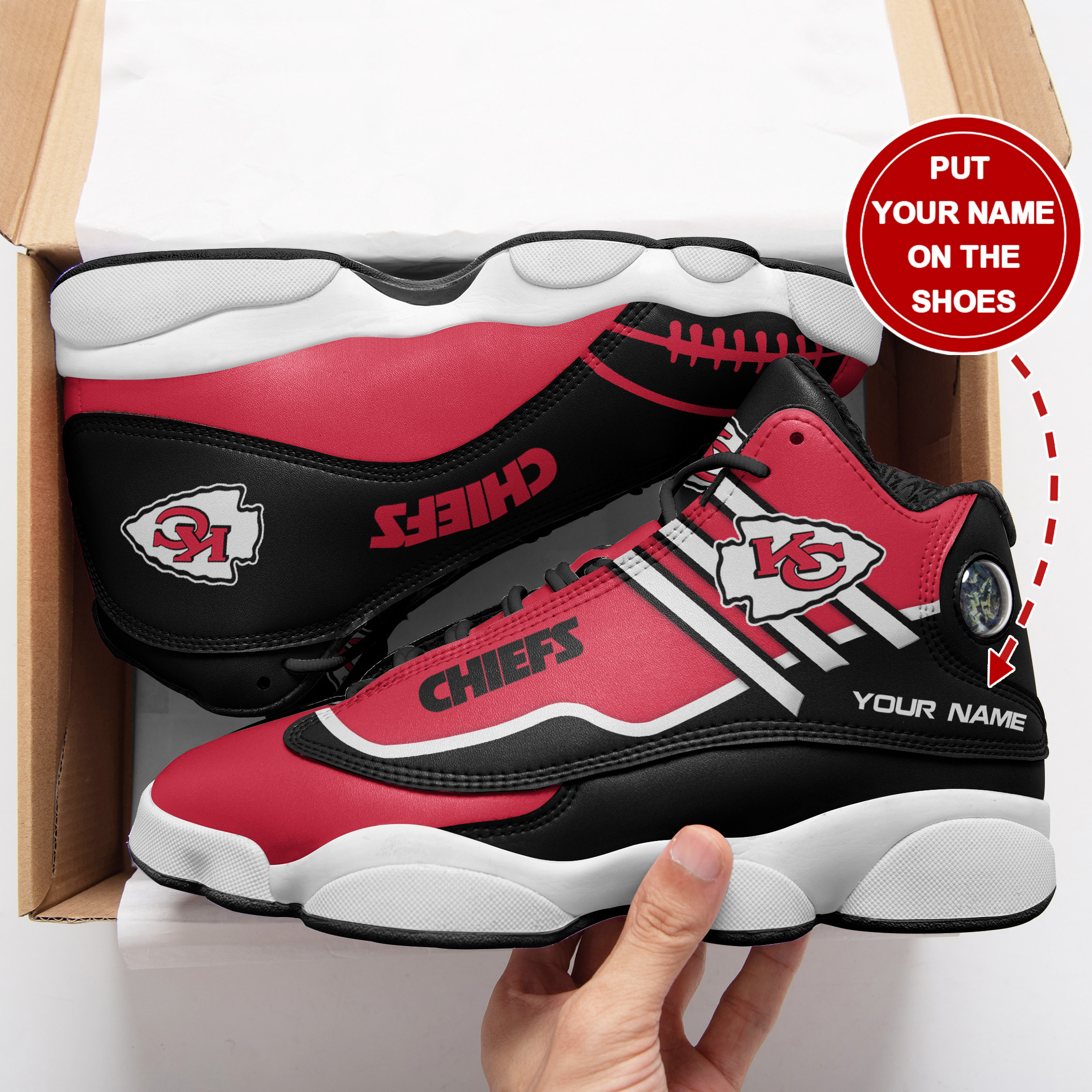 JWFancy Kansas City Chiefs NFL AJ13 Sneakers Shoes For Men And Women