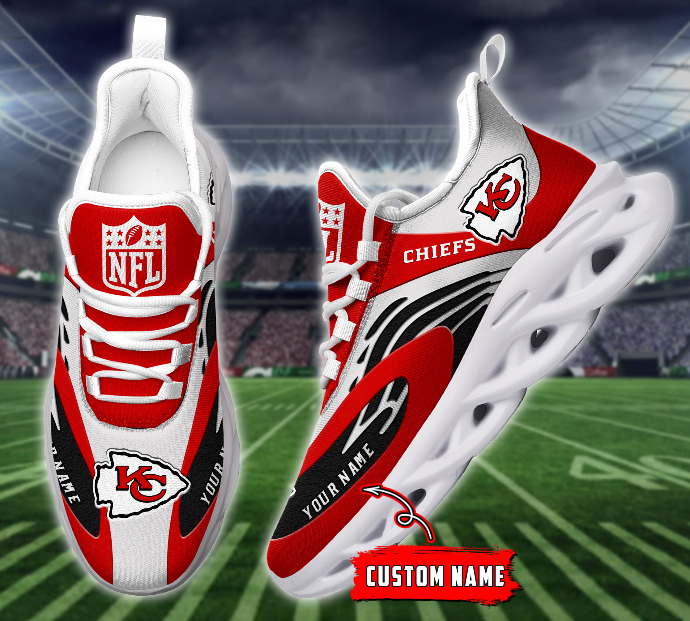 JWFancy Kansas City Chiefs NFL Max Soul Shoes Sneakers For Men And Women