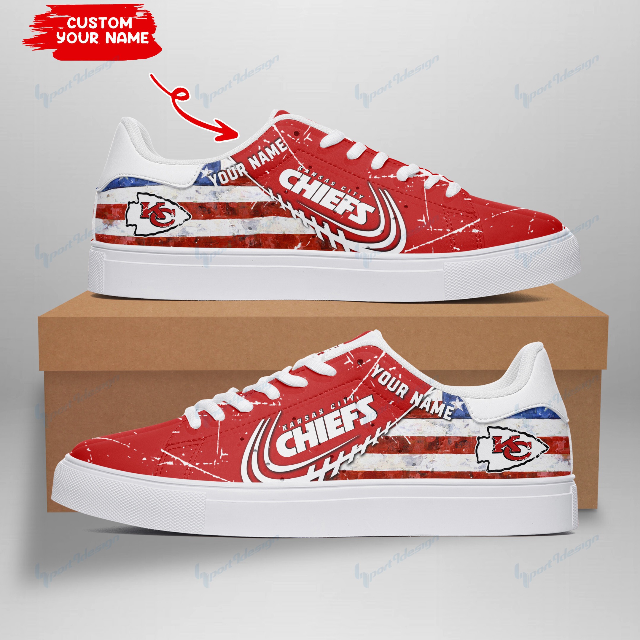 JWFancy Kansas City Chiefs Skate Stan Shoes Sneakes For Men And Women