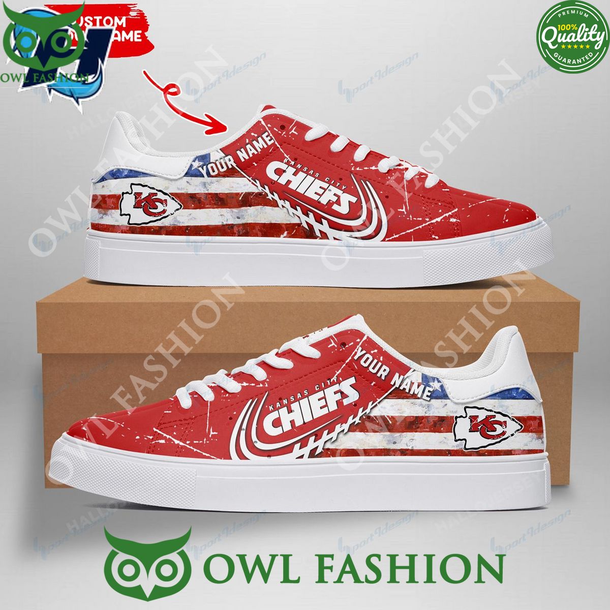 JWFancy Kansas City Chiefs Skate Stan Shoes Sneakes For Men And Women