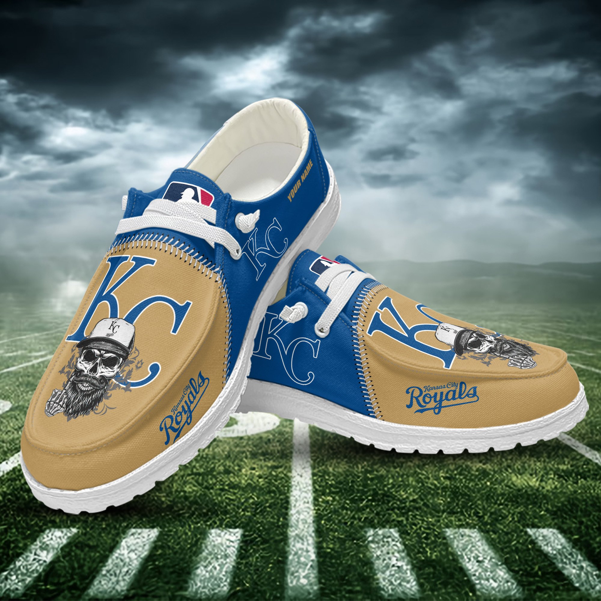JWFancy Kansas City Royals Hey Dude Shoes Wally Men's Lace Up Loafers Comfortable For Men And Women