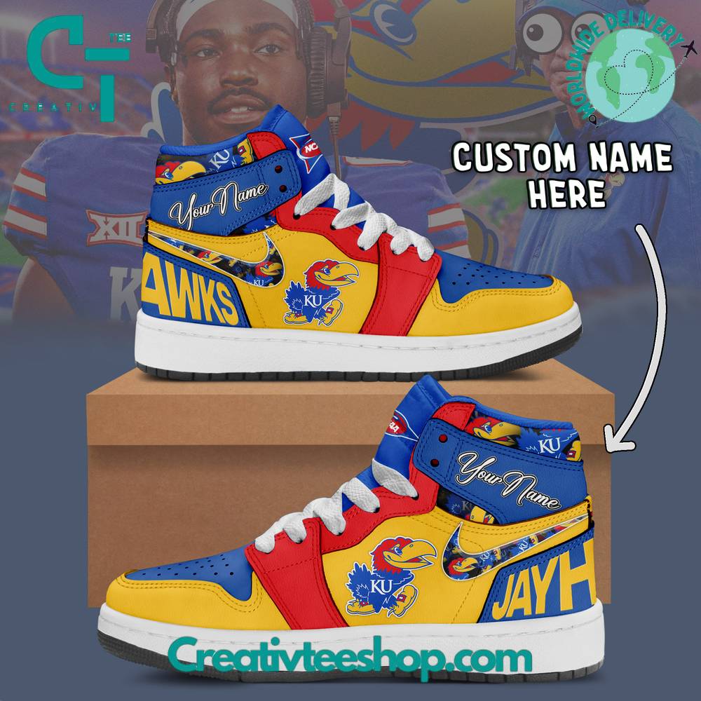 JWFancy Kansas Jayhawks AJ1 High Sneakers Shoes For Men And Women