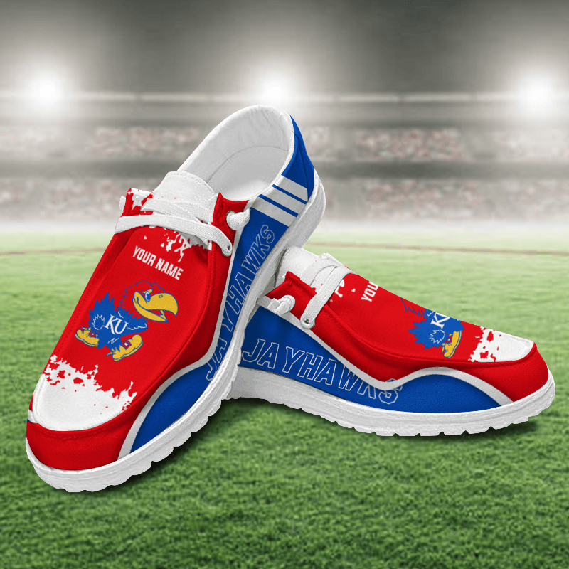 JWFancy Kansas Jayhawks Hey Dude Shoes Wally Men's Lace Up Loafers Comfortable For Men And Women
