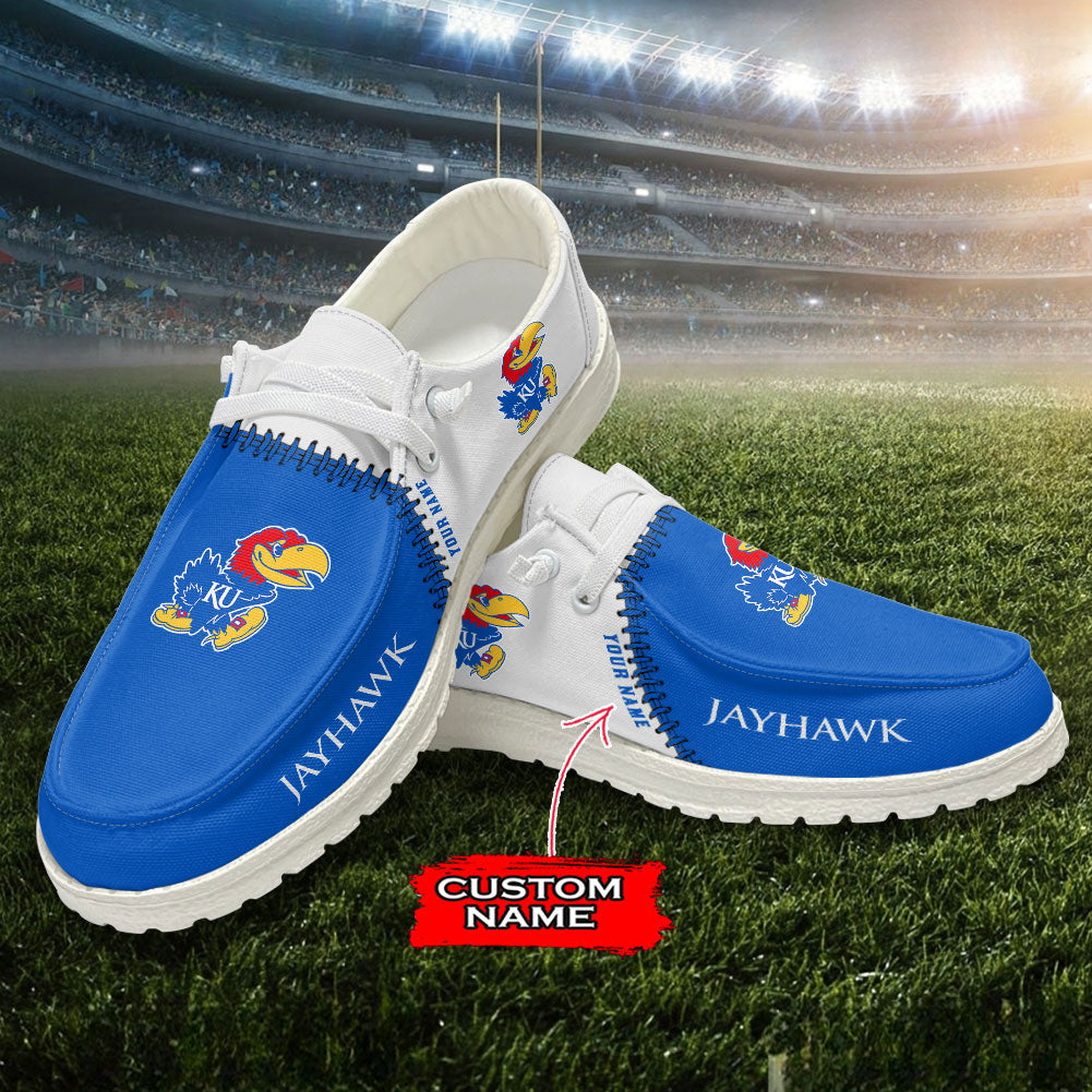 JWFancy Kansas Jayhawks Hey Dude Shoes Wally Men's Lace Up Loafers Comfortable For Men And Women