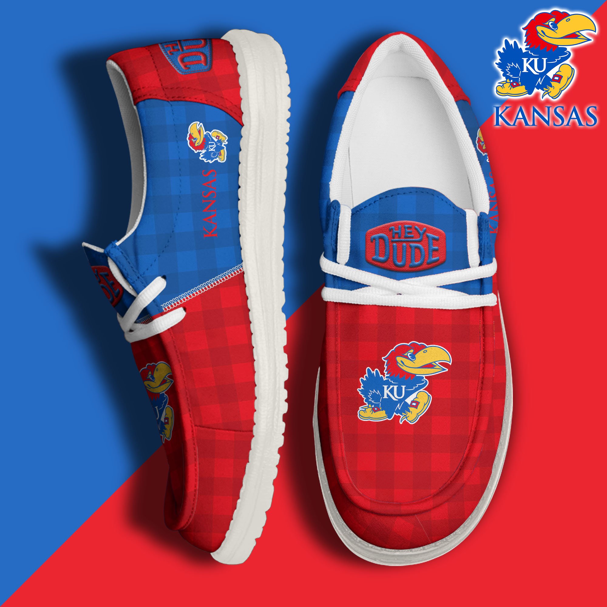 JWFancy Kansas Jayhawks Hey Dude Shoes Wally Men's Lace Up Loafers Comfortable For Men And Women