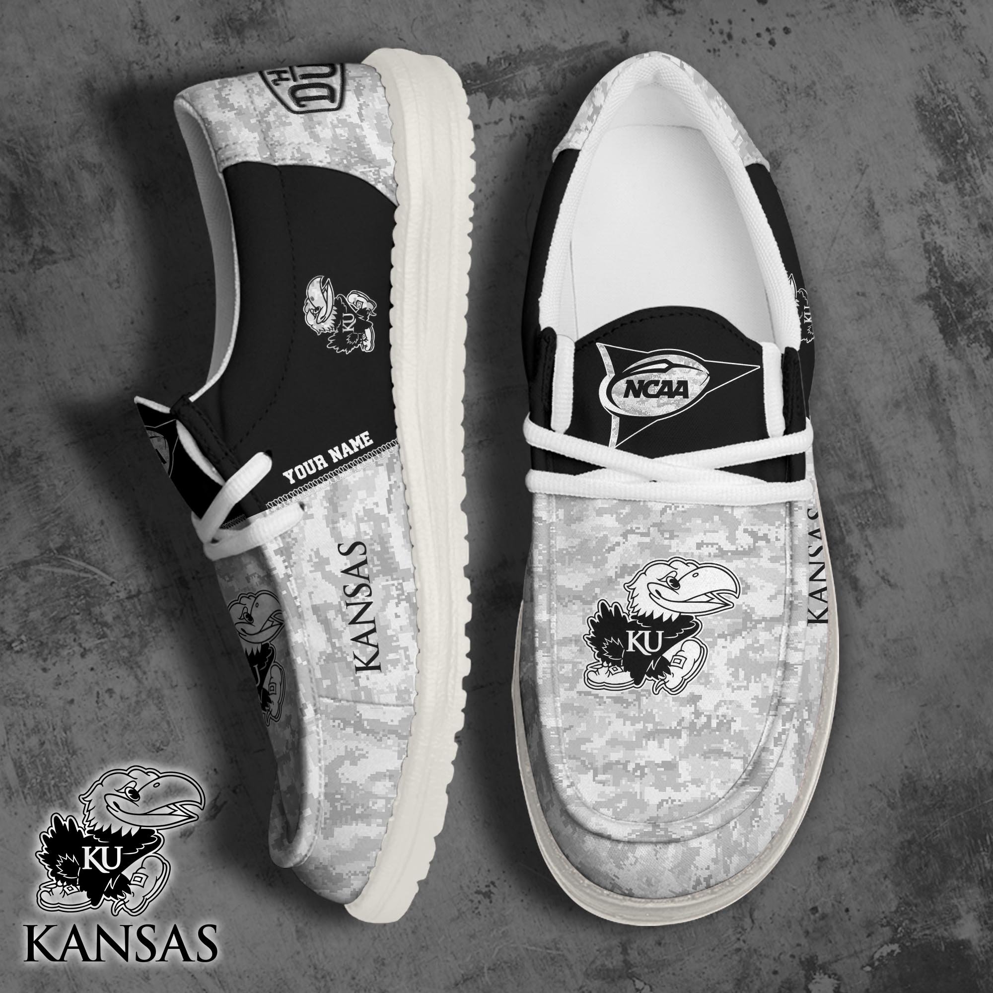JWFancy Kansas Jayhawks Hey Dude Shoes Wally Men's Lace Up Loafers Comfortable For Men And Women