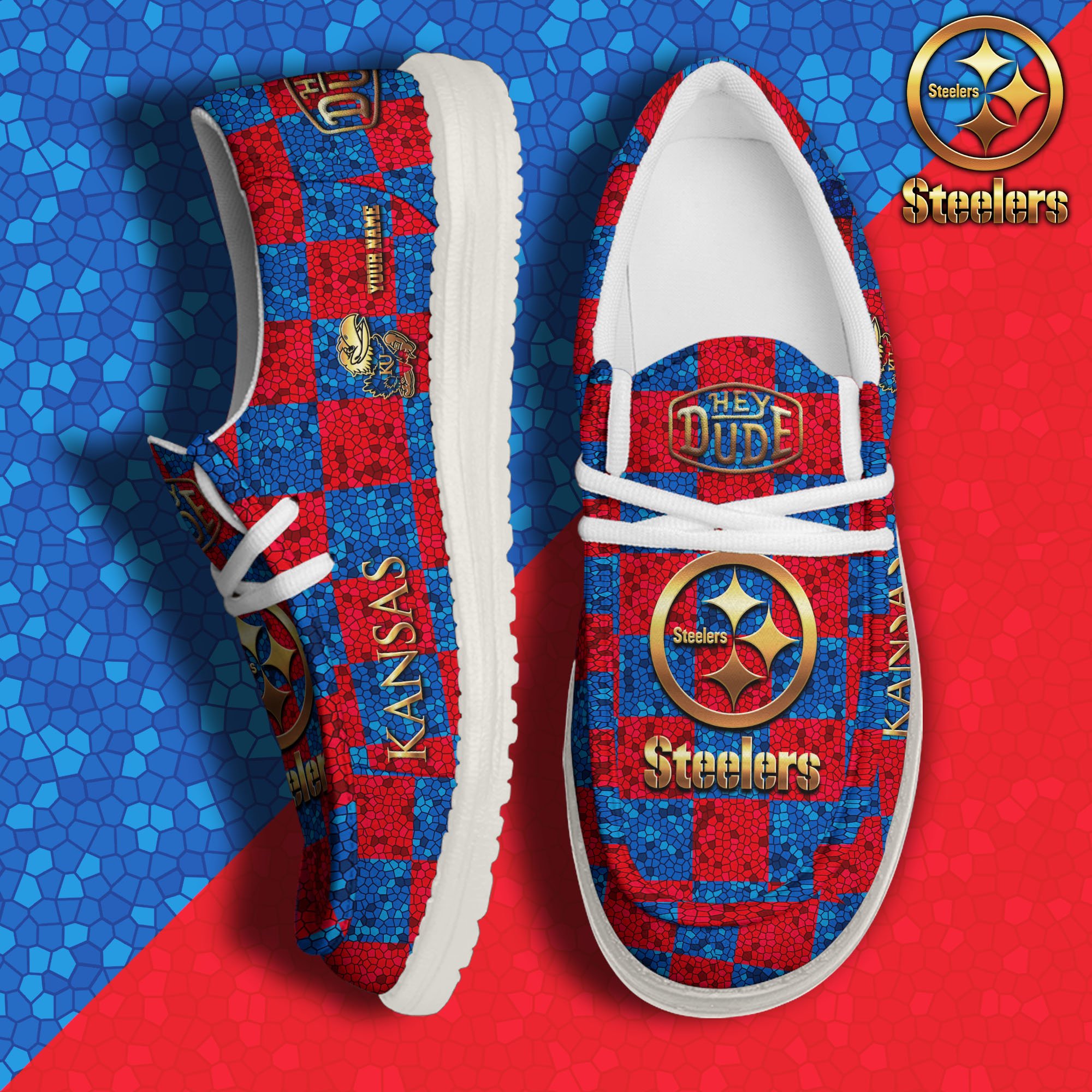 JWFancy Kansas Jayhawks Hey Dude Shoes Wally Men's Lace Up Loafers Comfortable For Men And Women