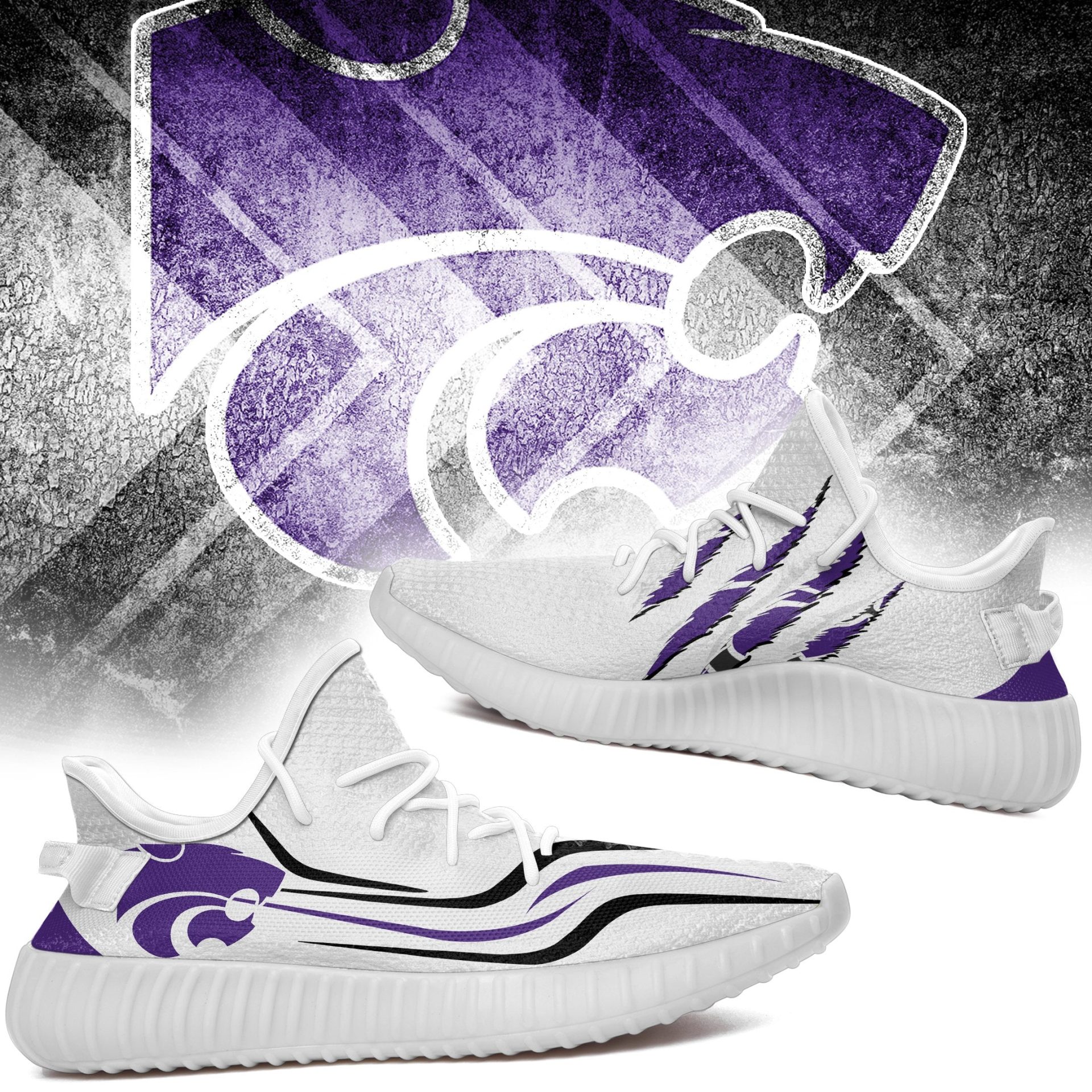 JWFancy Kansas State Wildcats Yeezy Boost Shoes For Men And Women