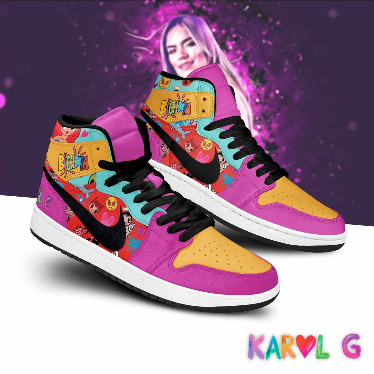 JWFancy Karol G AJ1 High Sneakers Shoes For Men And Women