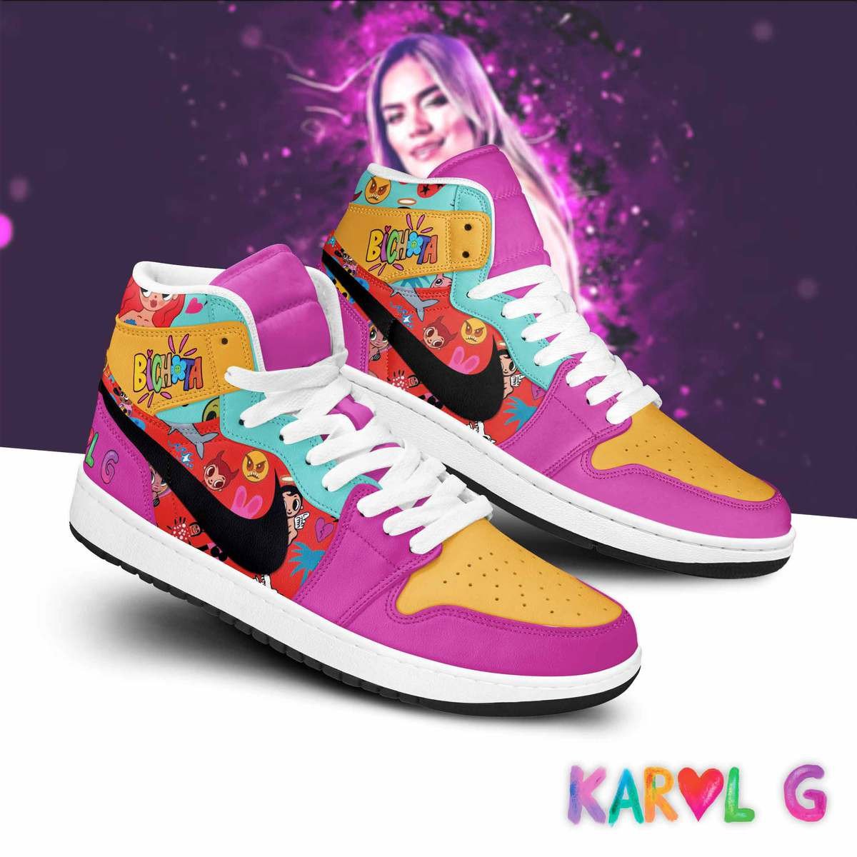 JWFancy Karol G AJ1 High Sneakers Shoes For Men And Women