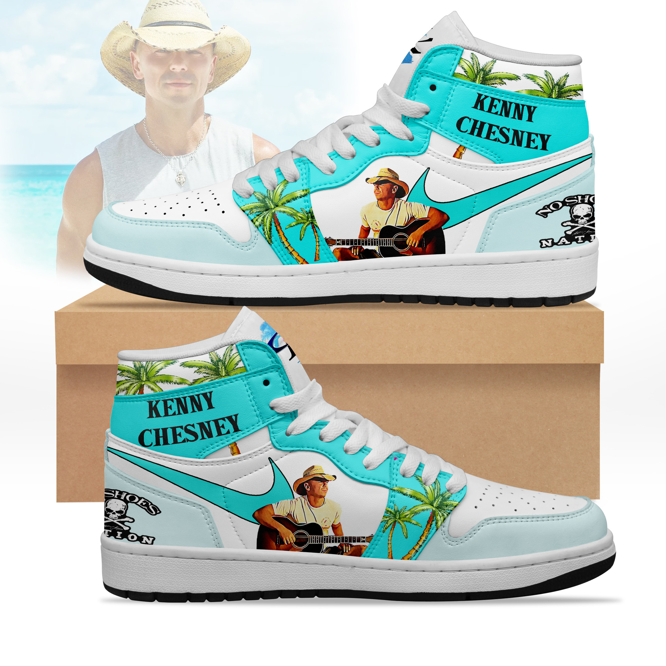 JWFancy Kenny Chesney AJ1 High Sneakers Shoes For Men And Women