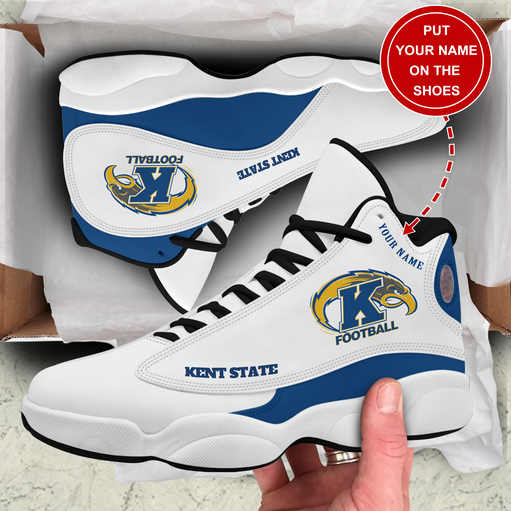 JWFancy Kent State Golden AJ13 Sneakers Shoes For Men And Women