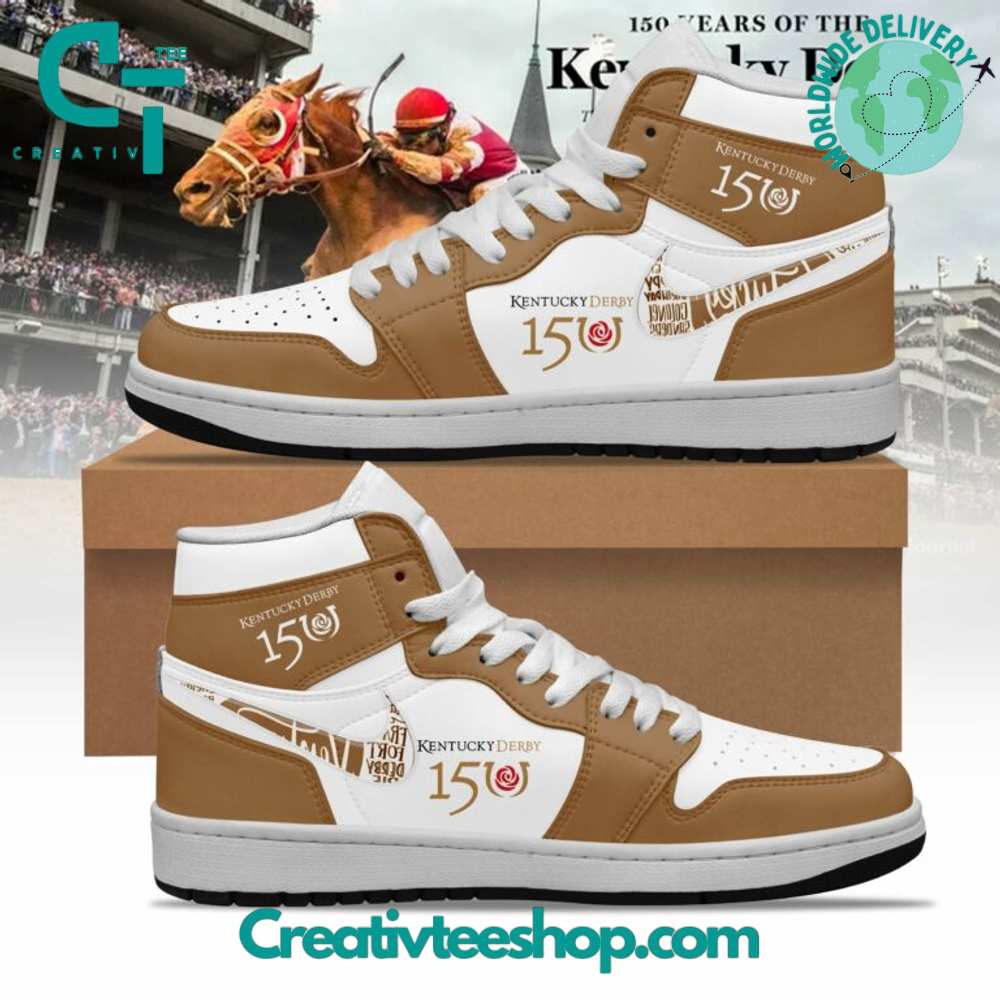 JWFancy Kentucky Derby 150 Years AJ1 High Sneakers Shoes For Men And Women