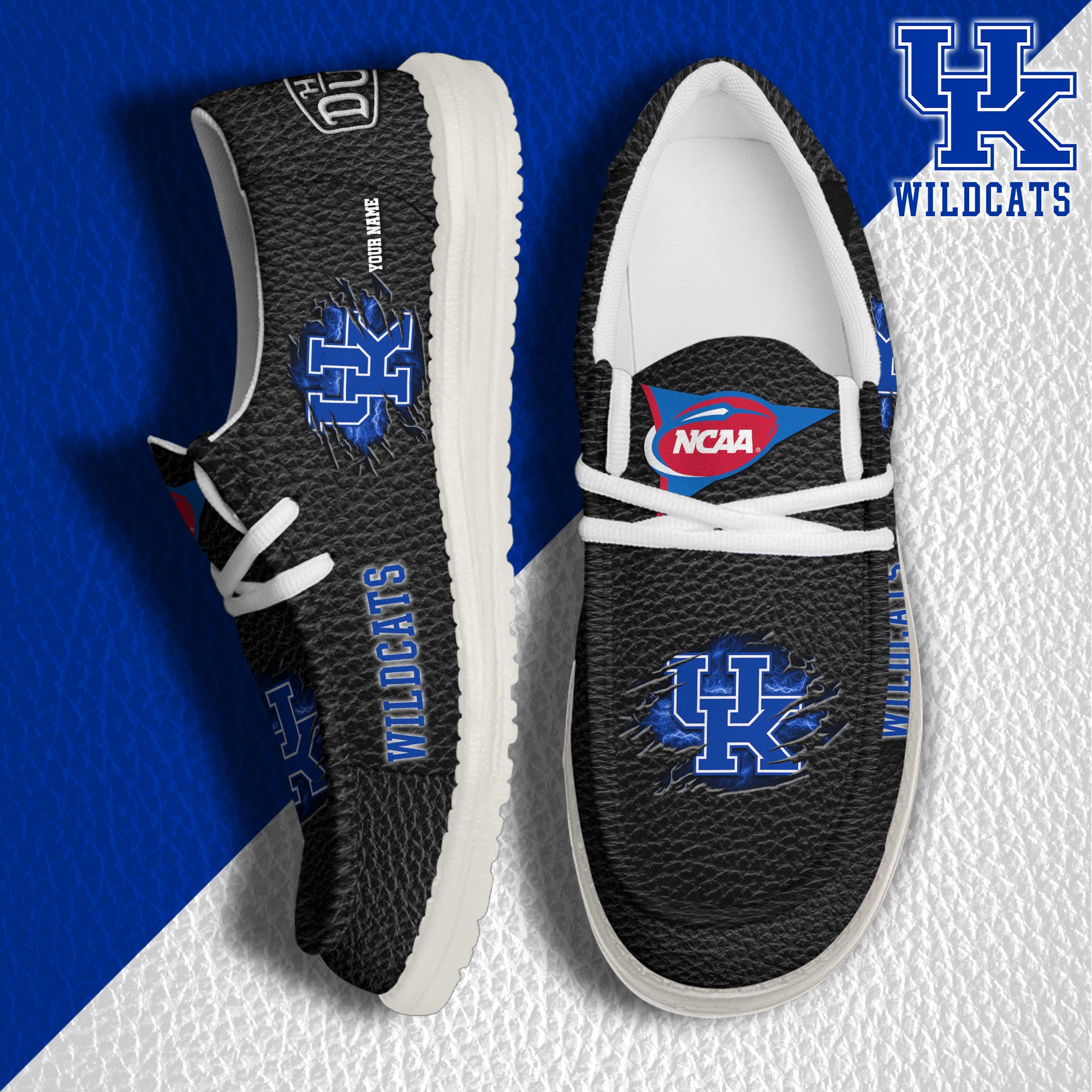 JWFancy Kentucky Wildcats Hey Dude Shoes Wally Men's Lace Up Loafers Comfortable For Men And Women
