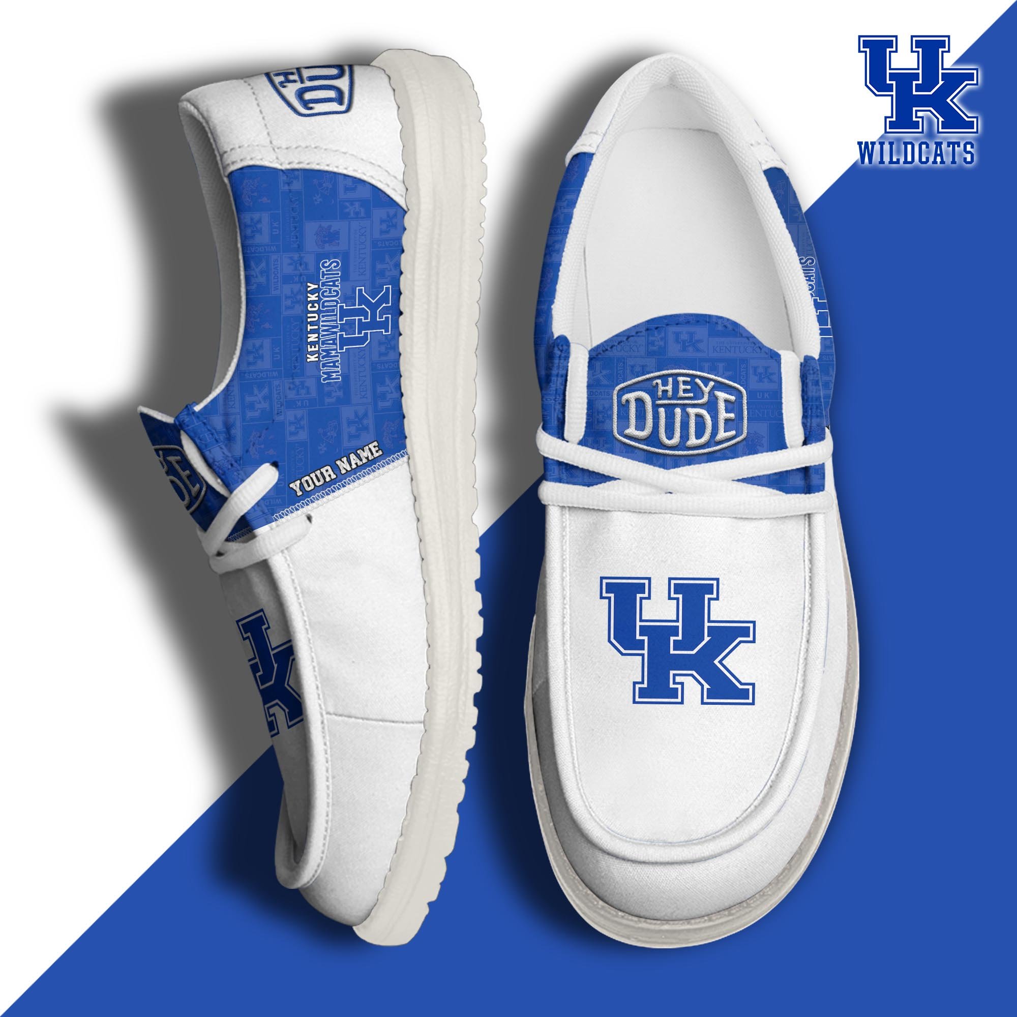 JWFancy Kentucky Wildcats Hey Dude Shoes Wally Men's Lace Up Loafers Comfortable For Men And Women